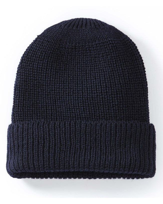 Image of model wearing Porter Ribbed Beanie. One Size
