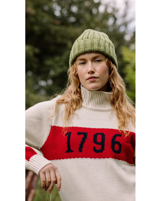 Image of model wearing Milliner Ribbed Beanie. One Size