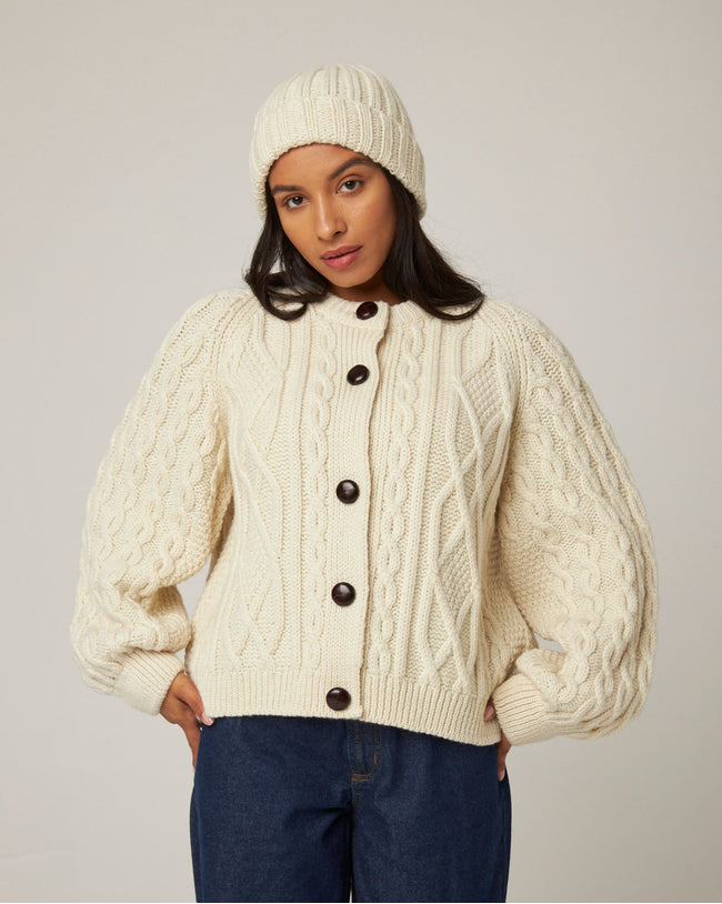 Image of model wearing Milliner Ribbed Beanie. One Size
