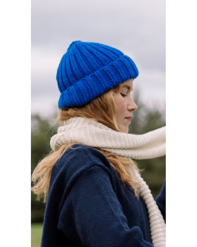 Image of model wearing Milliner Ribbed Beanie. One Size