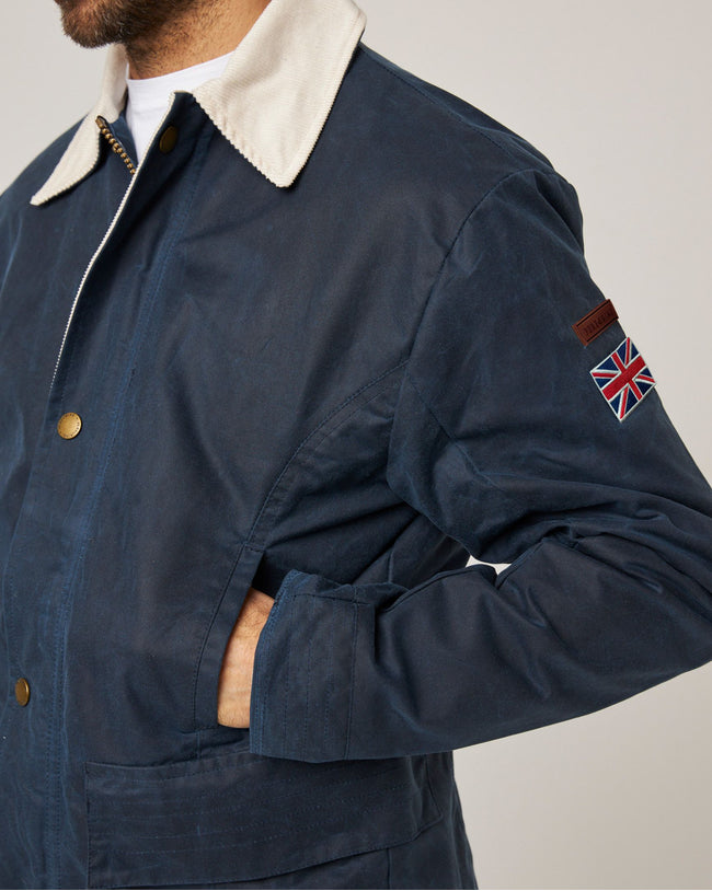 Image of model wearing Warwick Waxed Jacket.