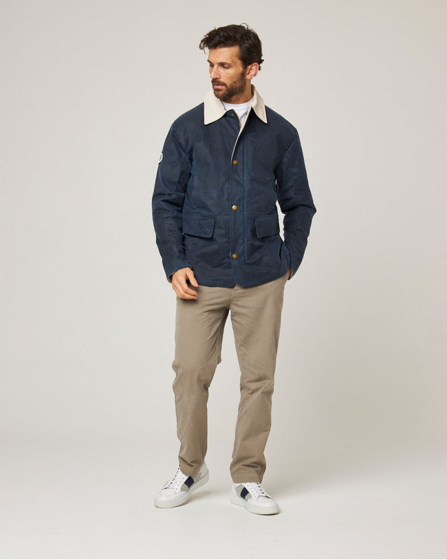 Image of model wearing Warwick Waxed Jacket.
