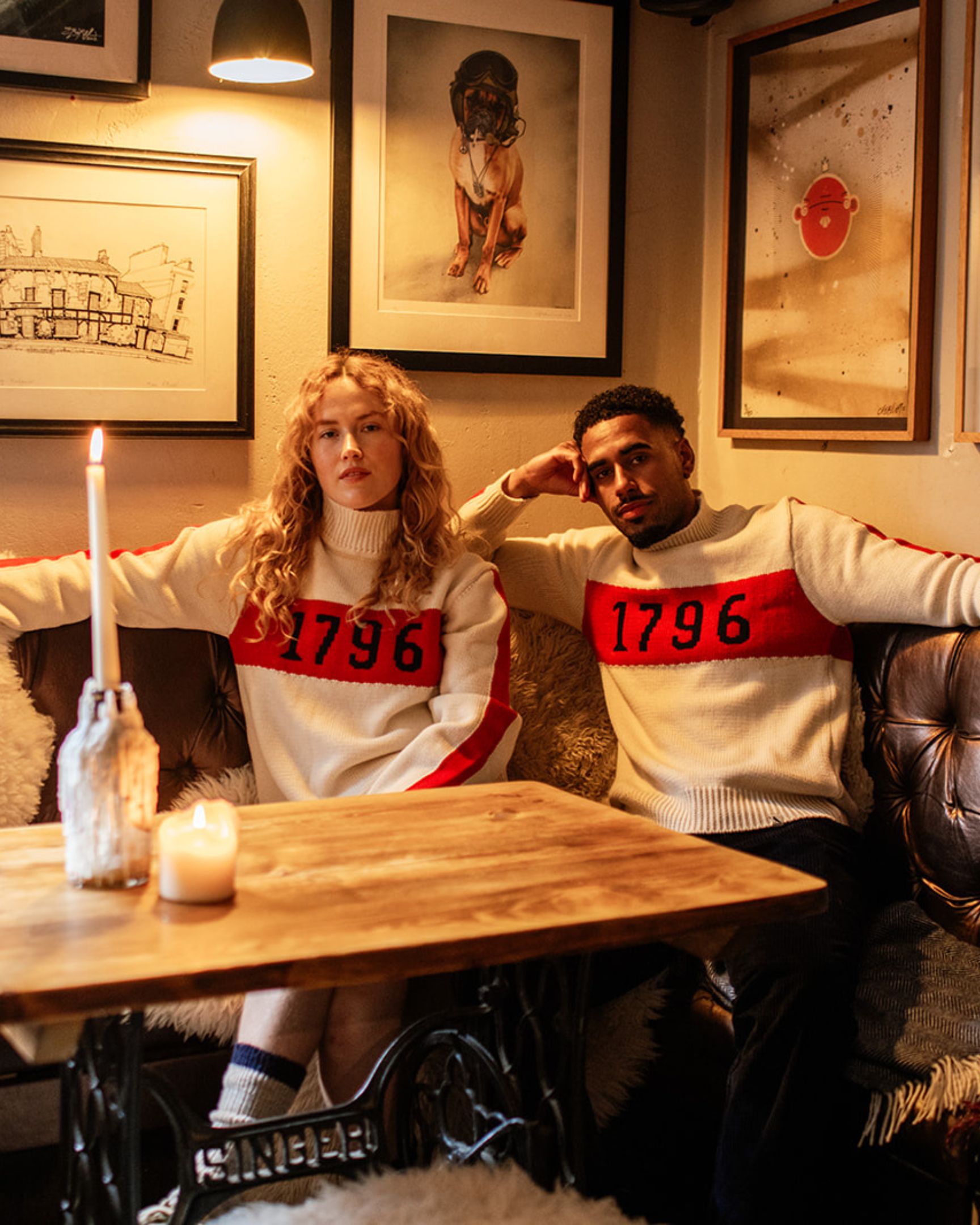 Image of model wearing 1796 Jumper. Model is 5ft8in, size UK 8 and wearing size Large