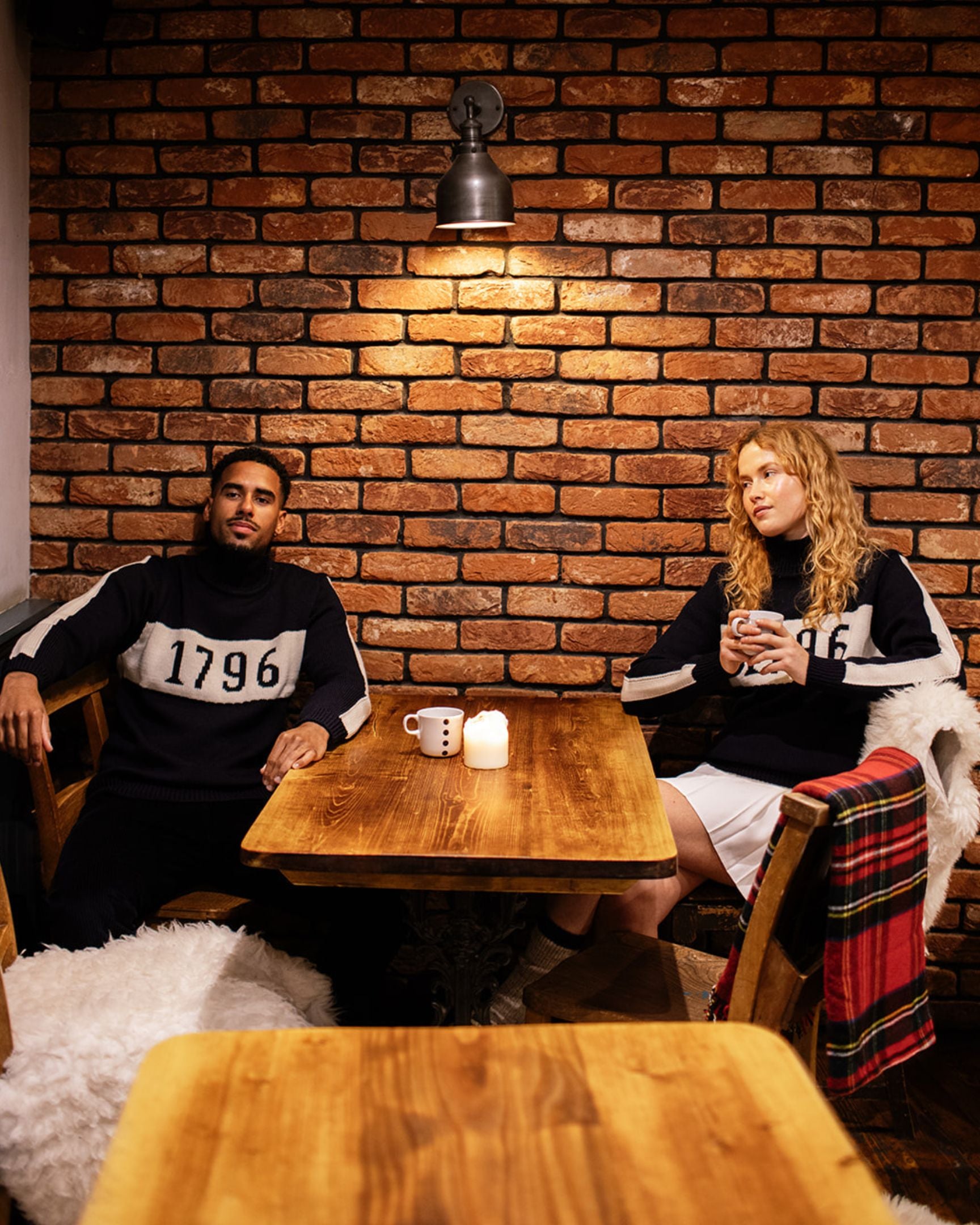 Image of model wearing 1796 Jumper. Model is 5ft8in, size UK 8 and wearing size Small