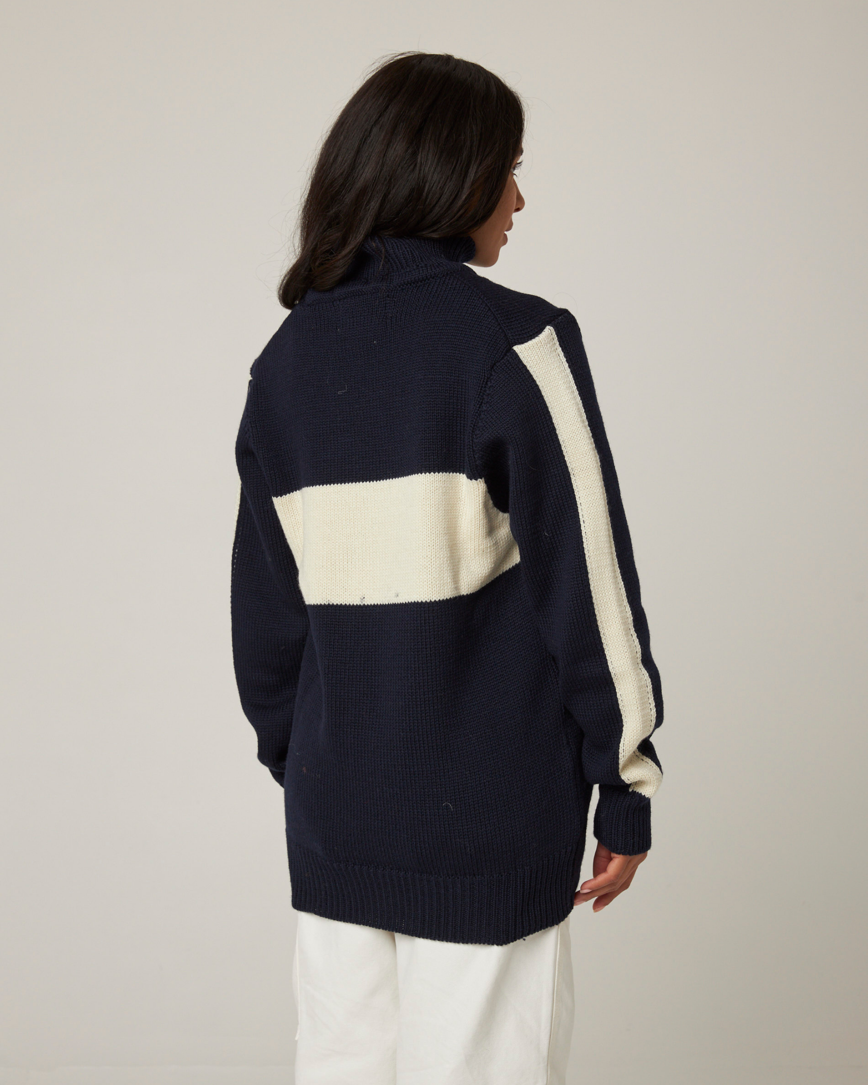 Image of model wearing 1796 Jumper. Model is 5ft8in, size UK 8 and wearing size Small