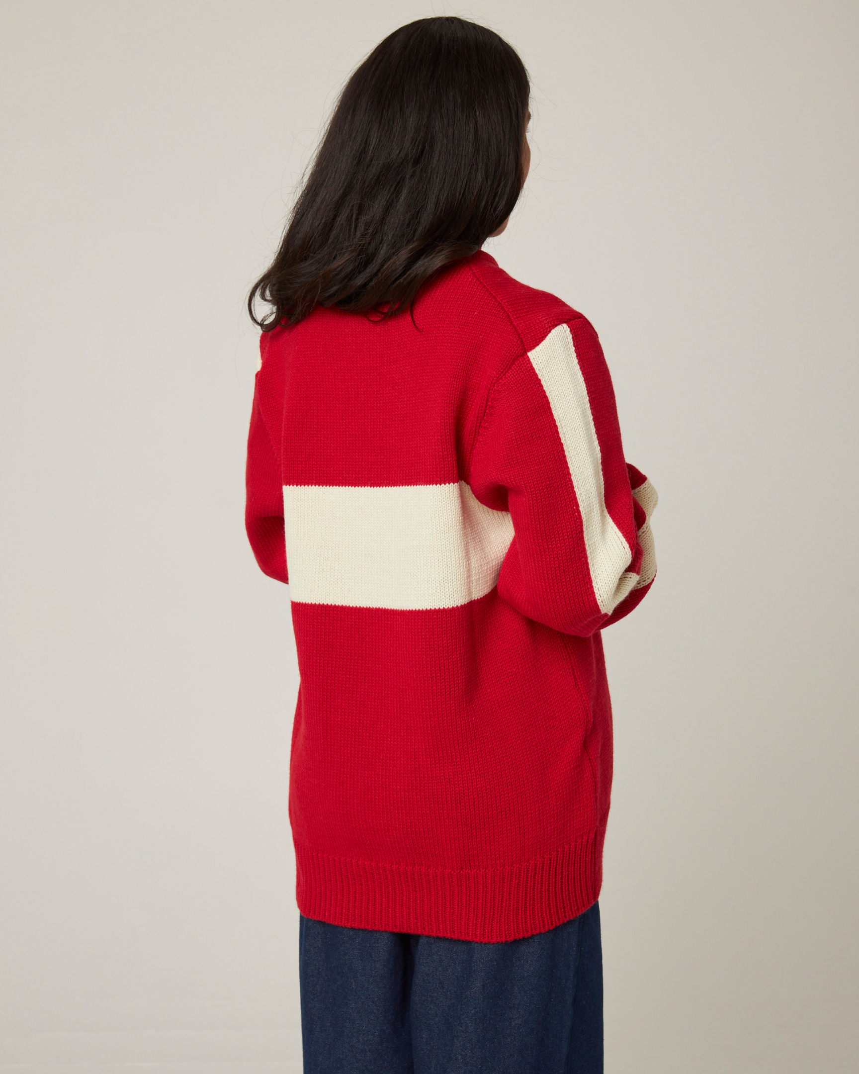 Image of model wearing 1796 Jumper. Model is 5ft8in, size UK 8 and wearing size Small