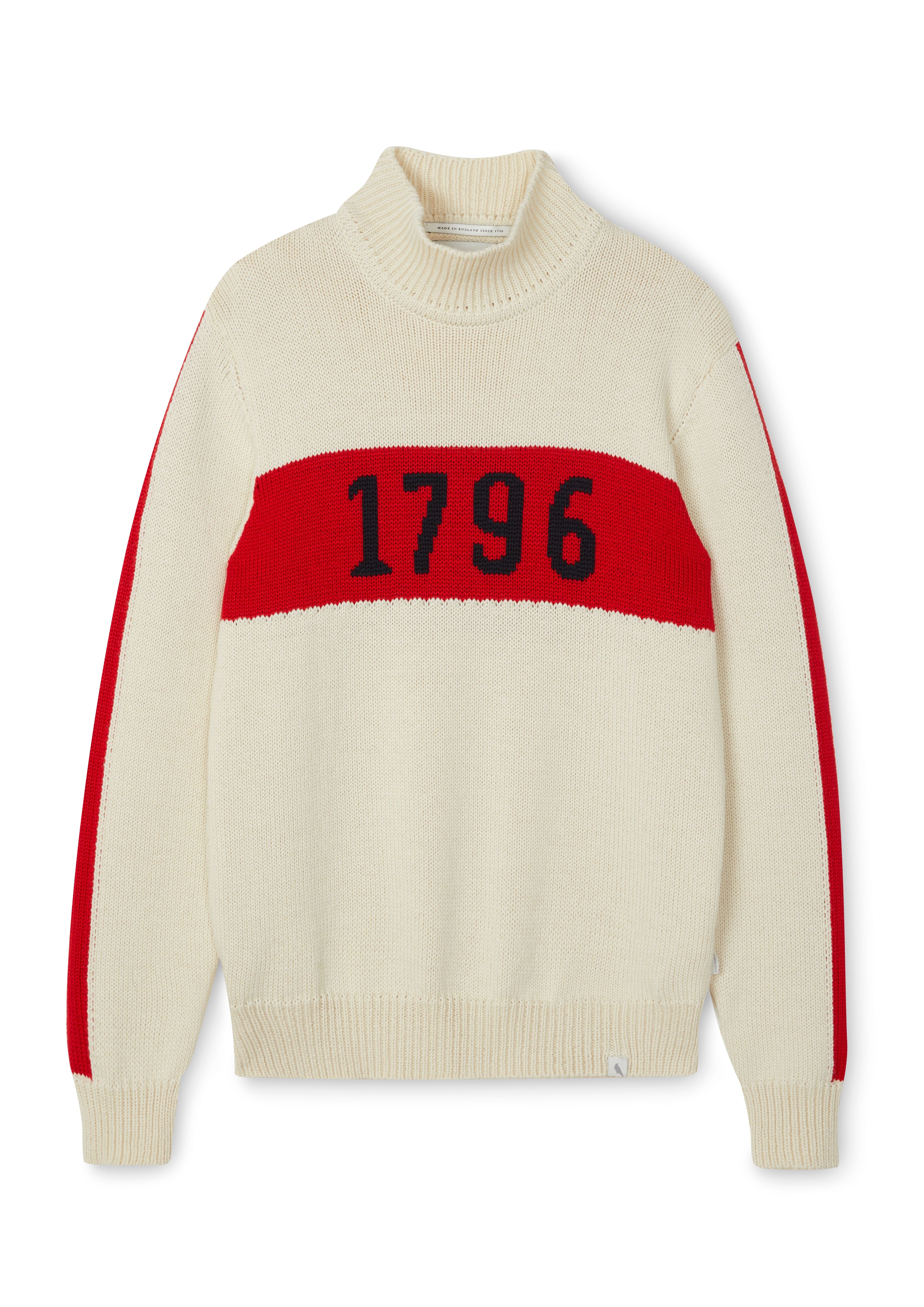 Image of model wearing 1796 Jumper. Model is 5ft8in, size UK 8 and wearing size Large