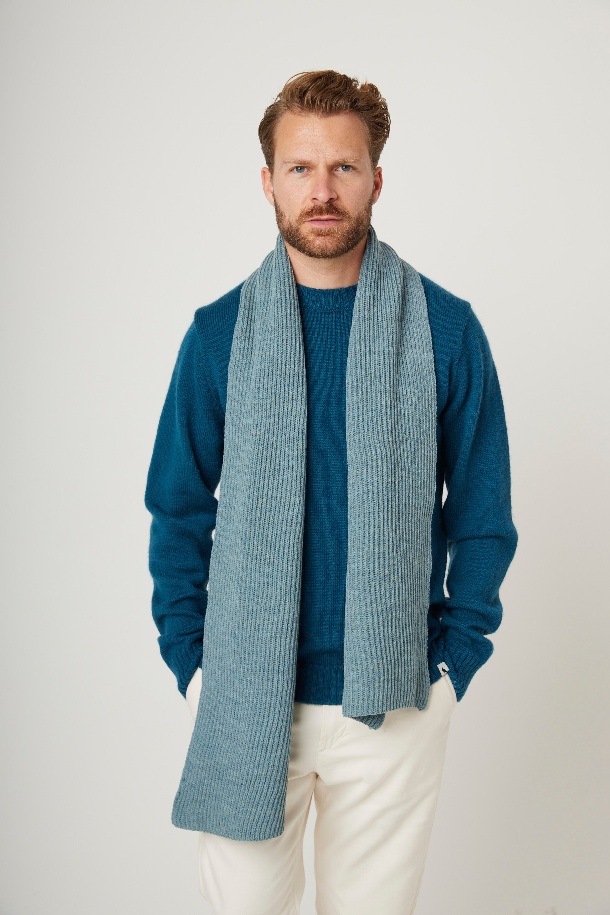Image of model wearing Porter Ribbed Scarf. One Size 