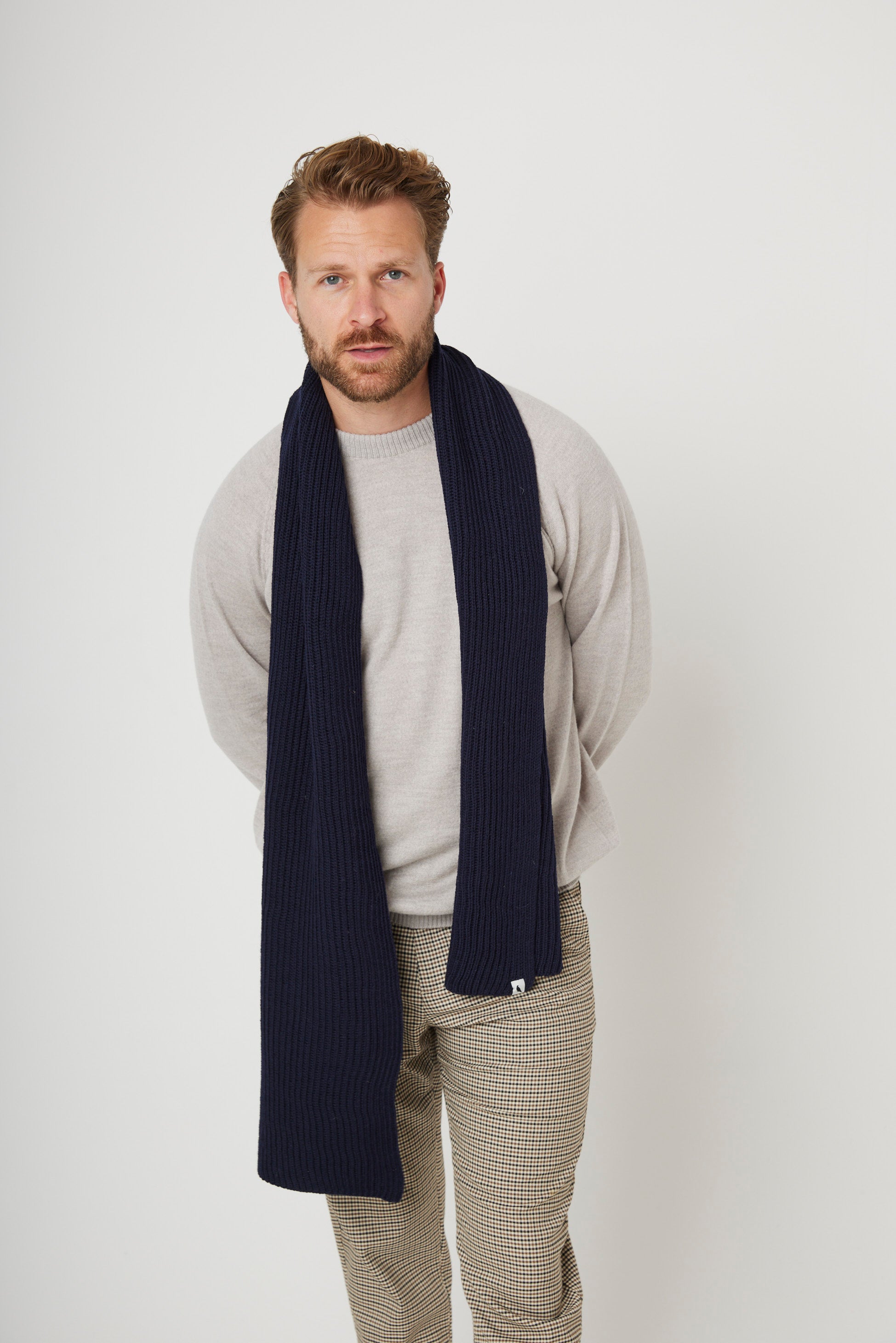 Image of model wearing Porter Ribbed Scarf. One Size 