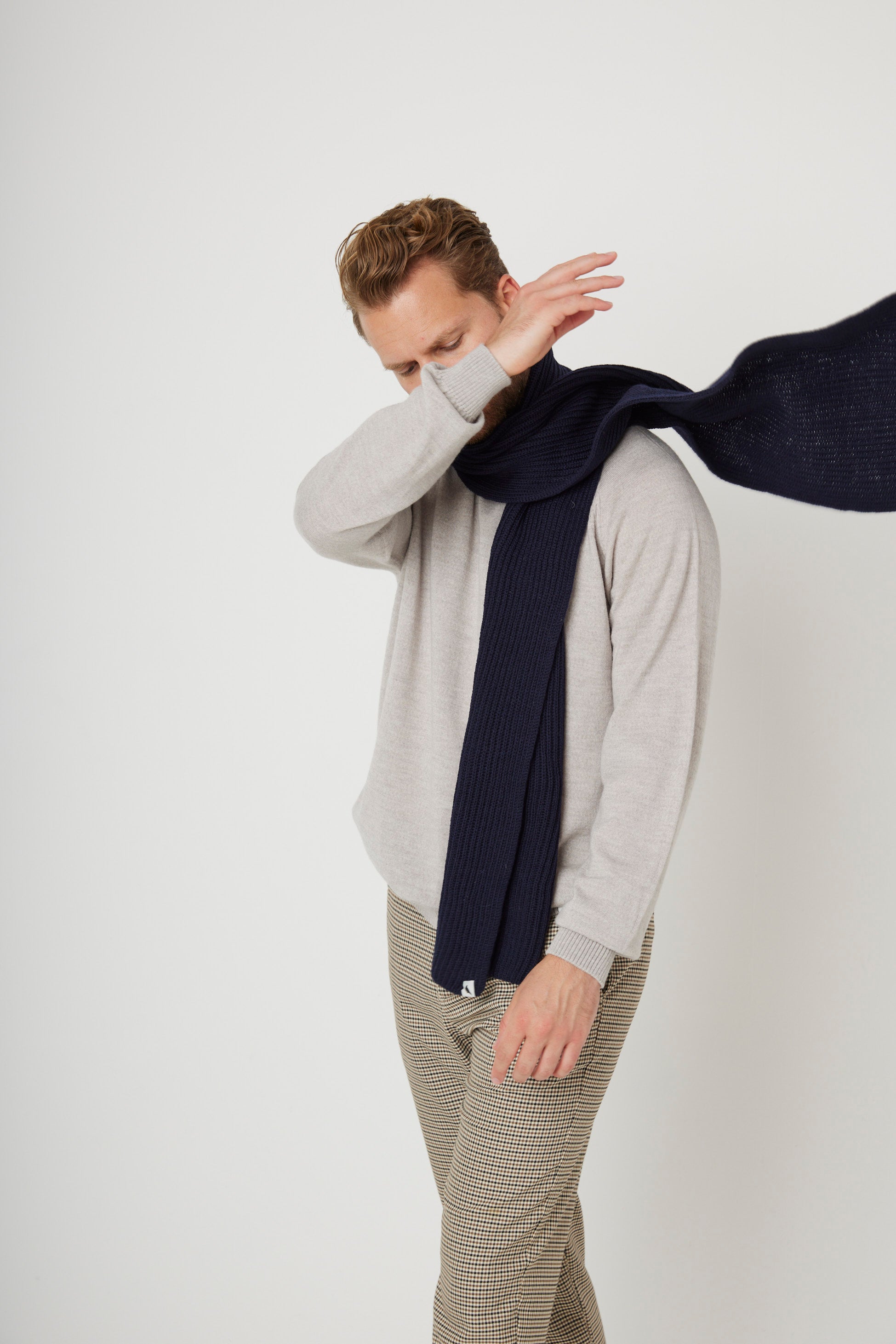 Image of model wearing Porter Ribbed Scarf. One Size 
