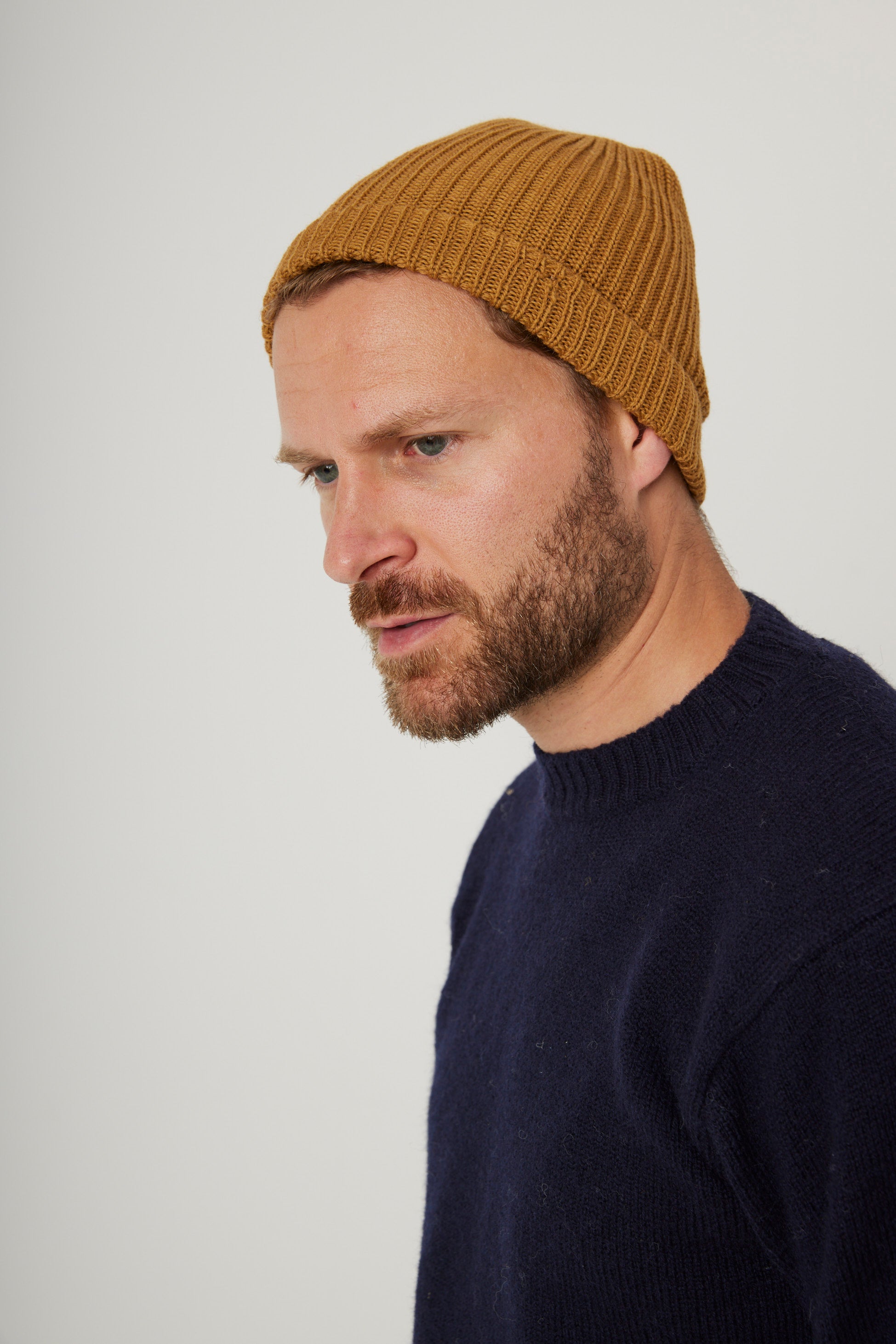 Image of model wearing Porter Ribbed Beanie. One Size 