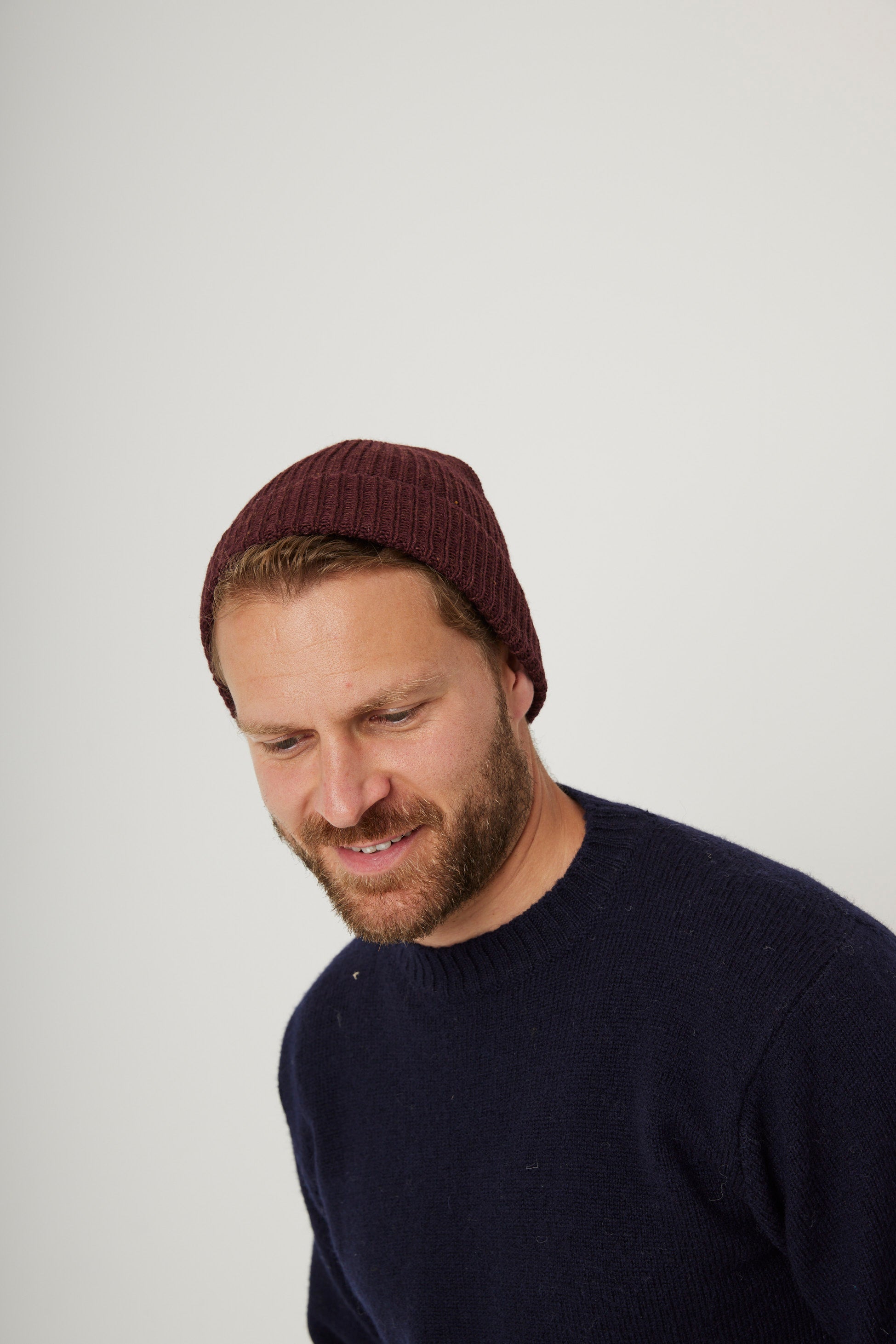 Image of model wearing Porter Ribbed Beanie. One Size 