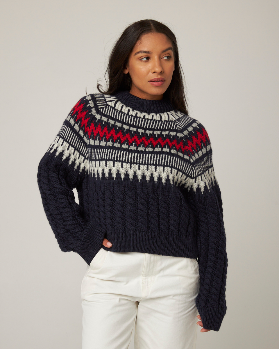 thumbnail image 2 of Universal Thread Women's Cozy Alpine Snowflake Crewneck Pullover Sweater 2 of 5