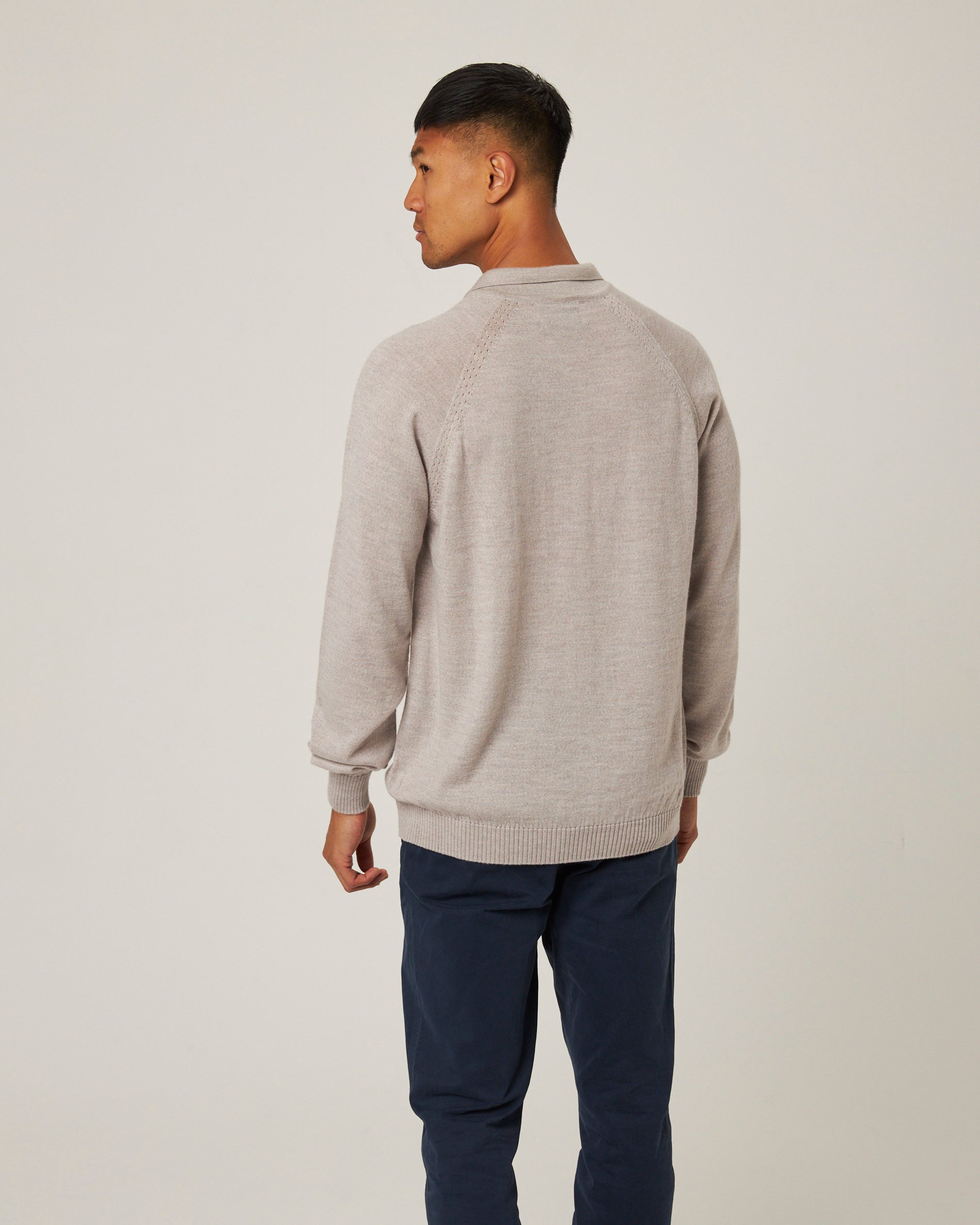 Image of model wearing Beauford Polo Shirt. Model is 6ft1in, chest size 38in and wearing size Medium