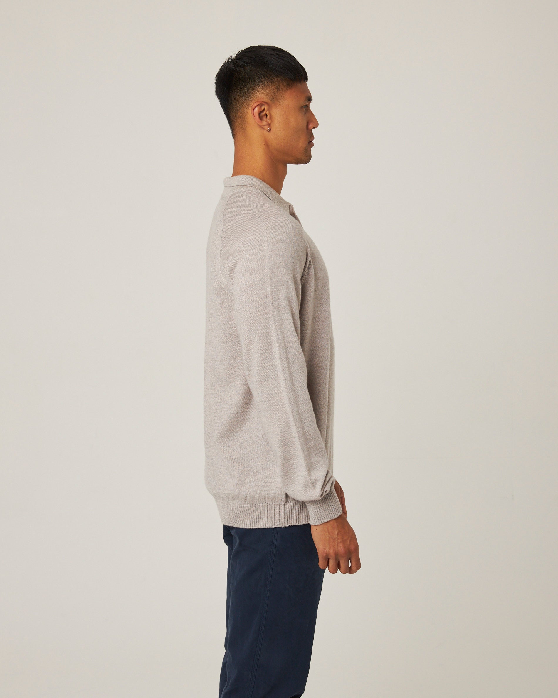 Image of model wearing Beauford Polo Shirt. Model is 6ft1in, chest size 38in and wearing size Medium