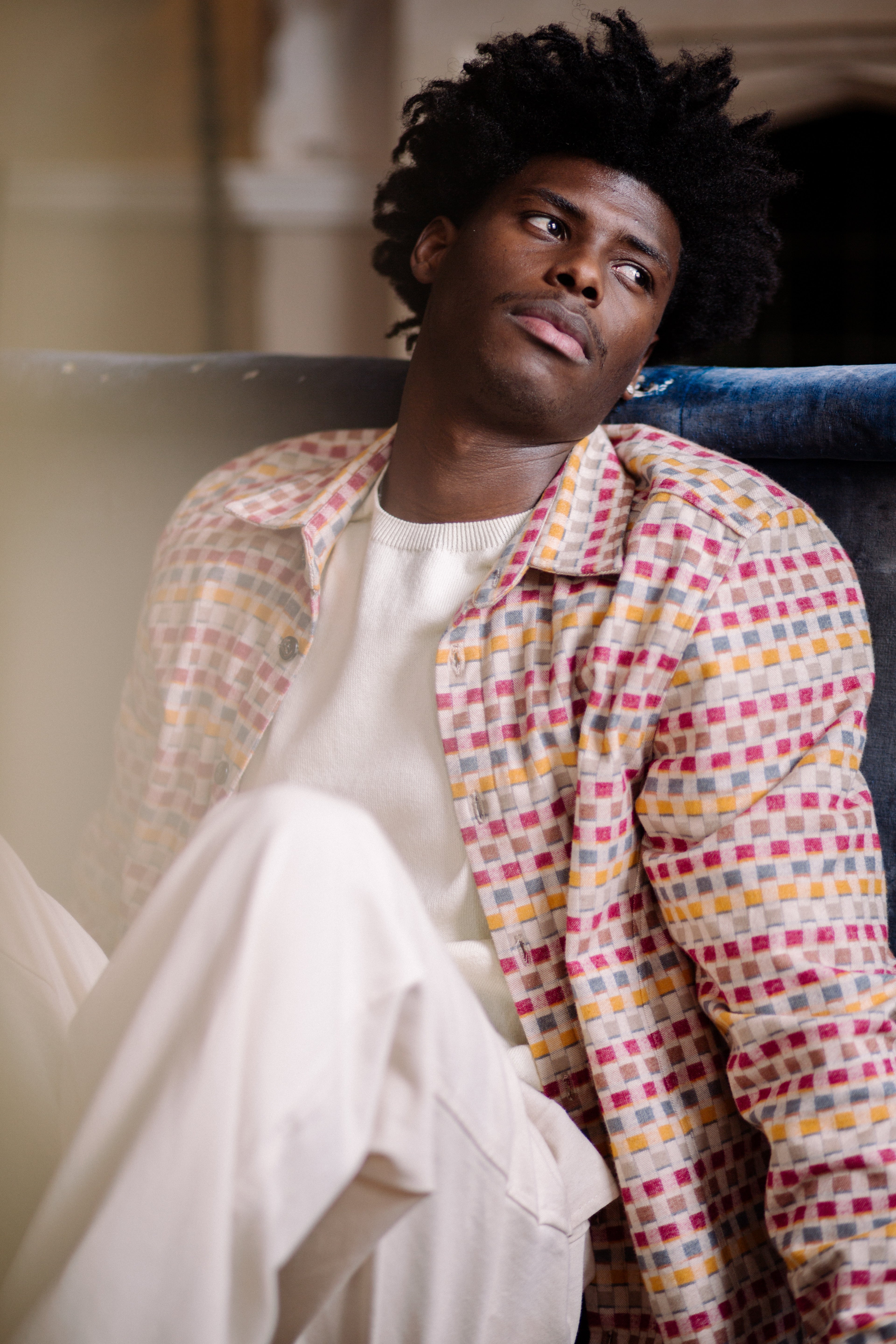 Image of model wearing Blake Overshirt. 