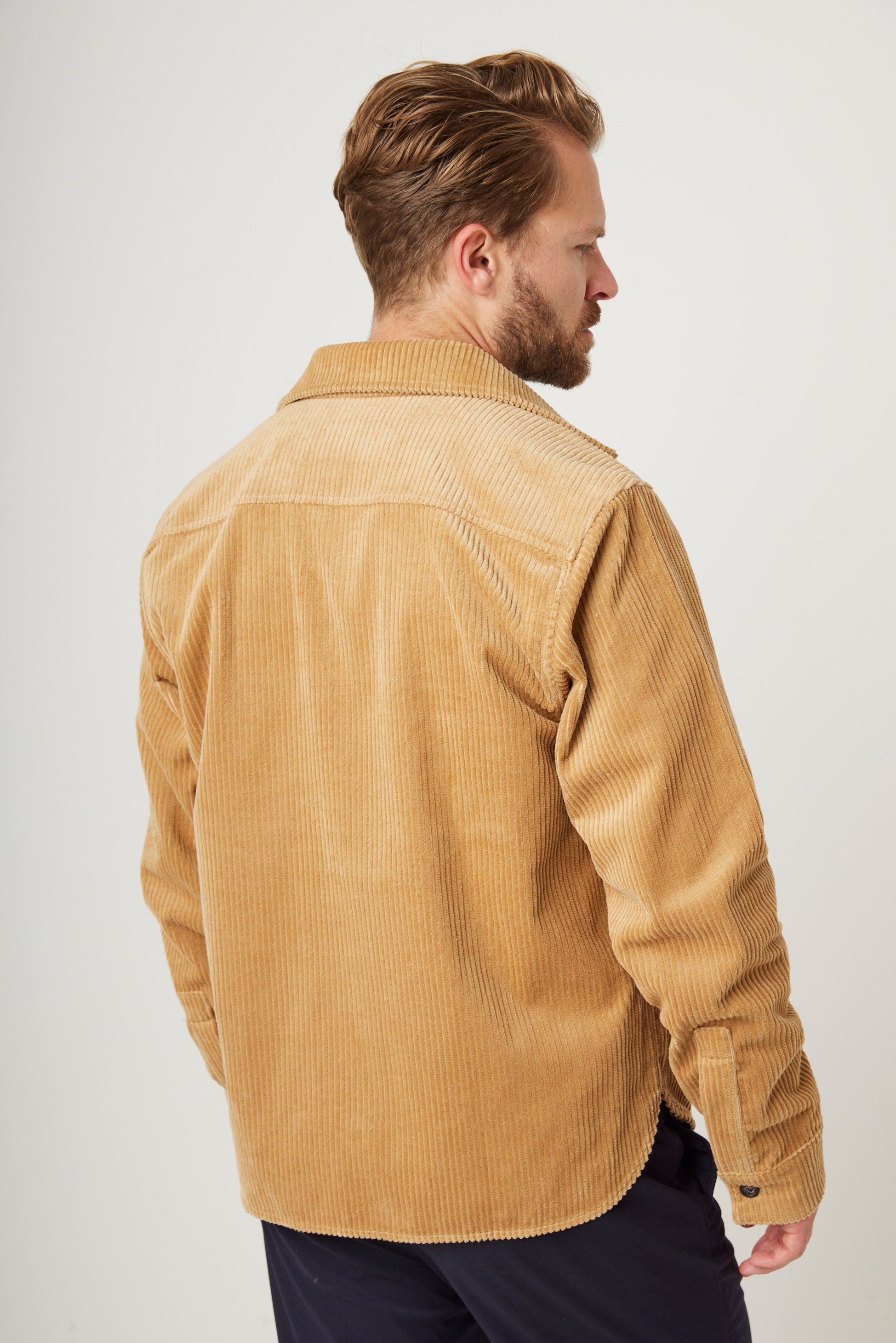 Image of model wearing Blake Overshirt. 