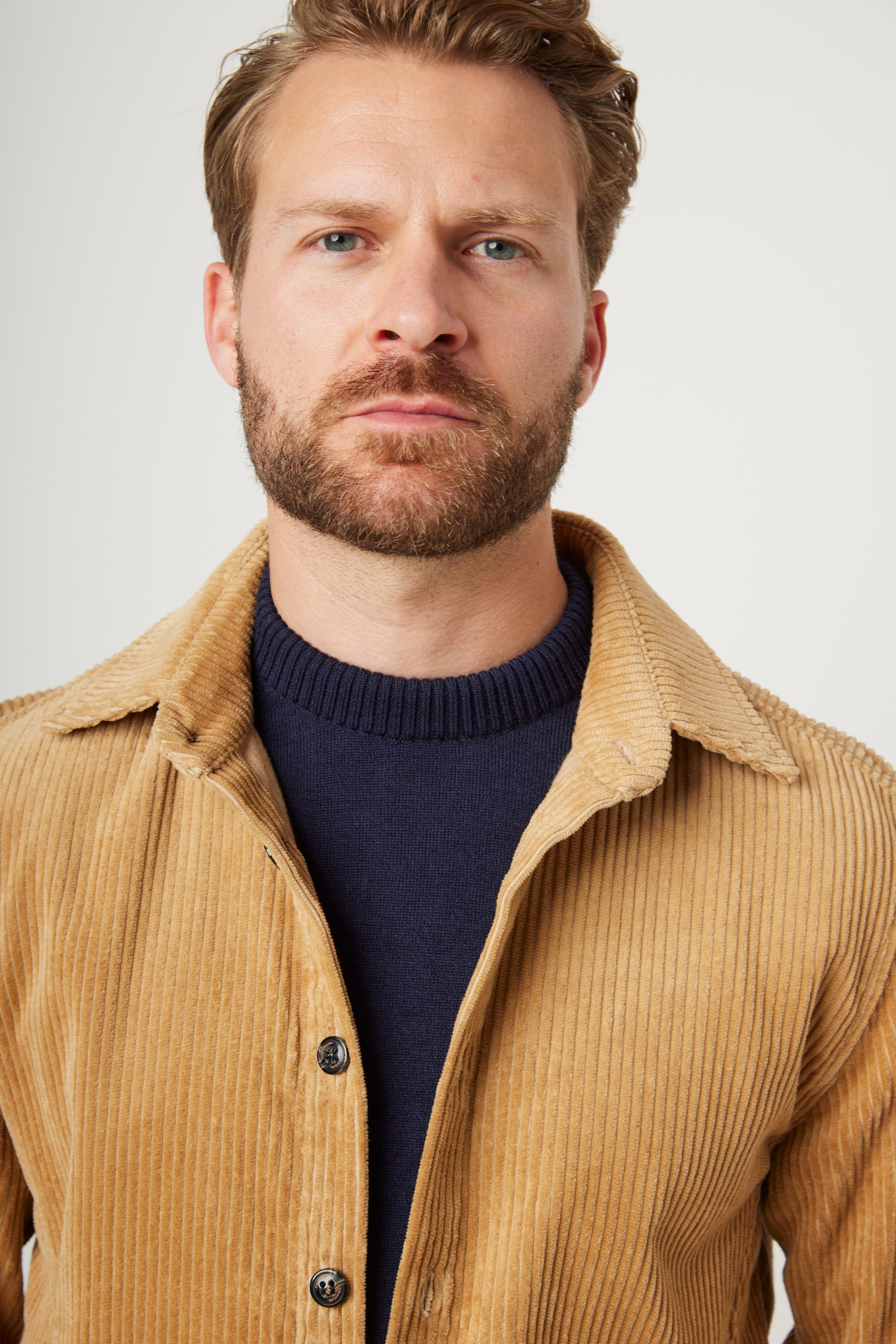 Image of model wearing Blake Overshirt. 