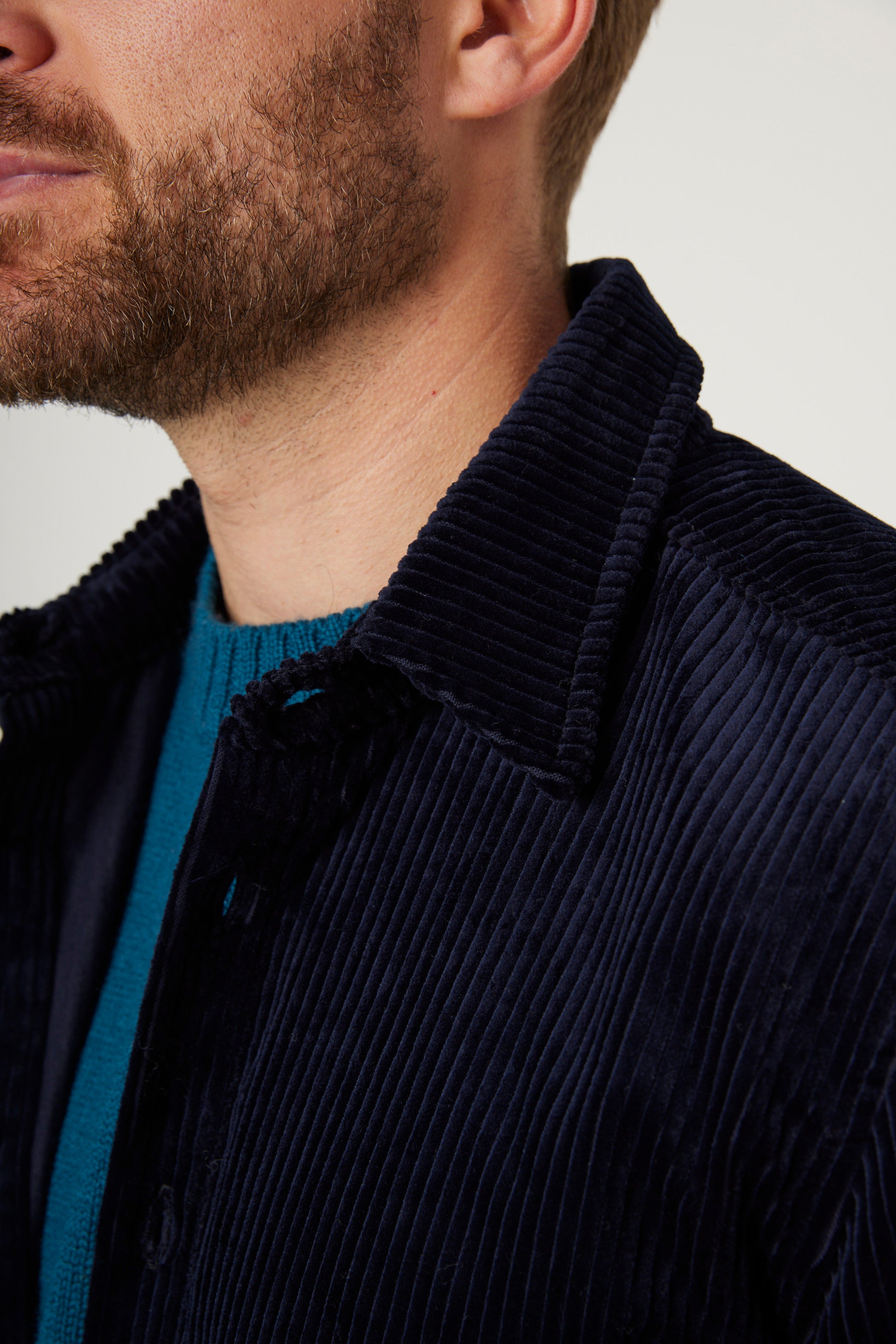 Image of model wearing Blake Overshirt. 