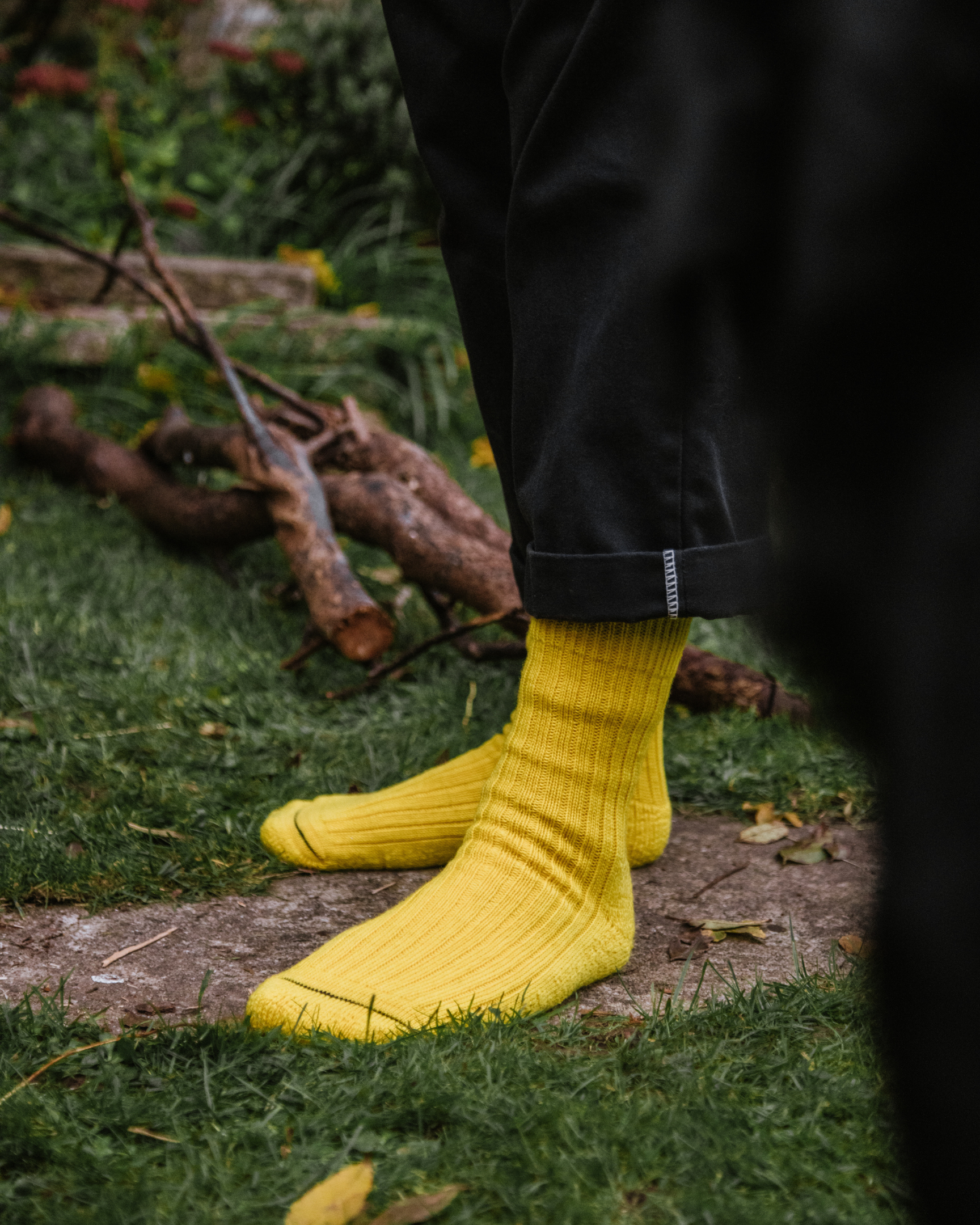 Image of model wearing Boot Socks. Small - UK4-7/ Large - UK 8-12