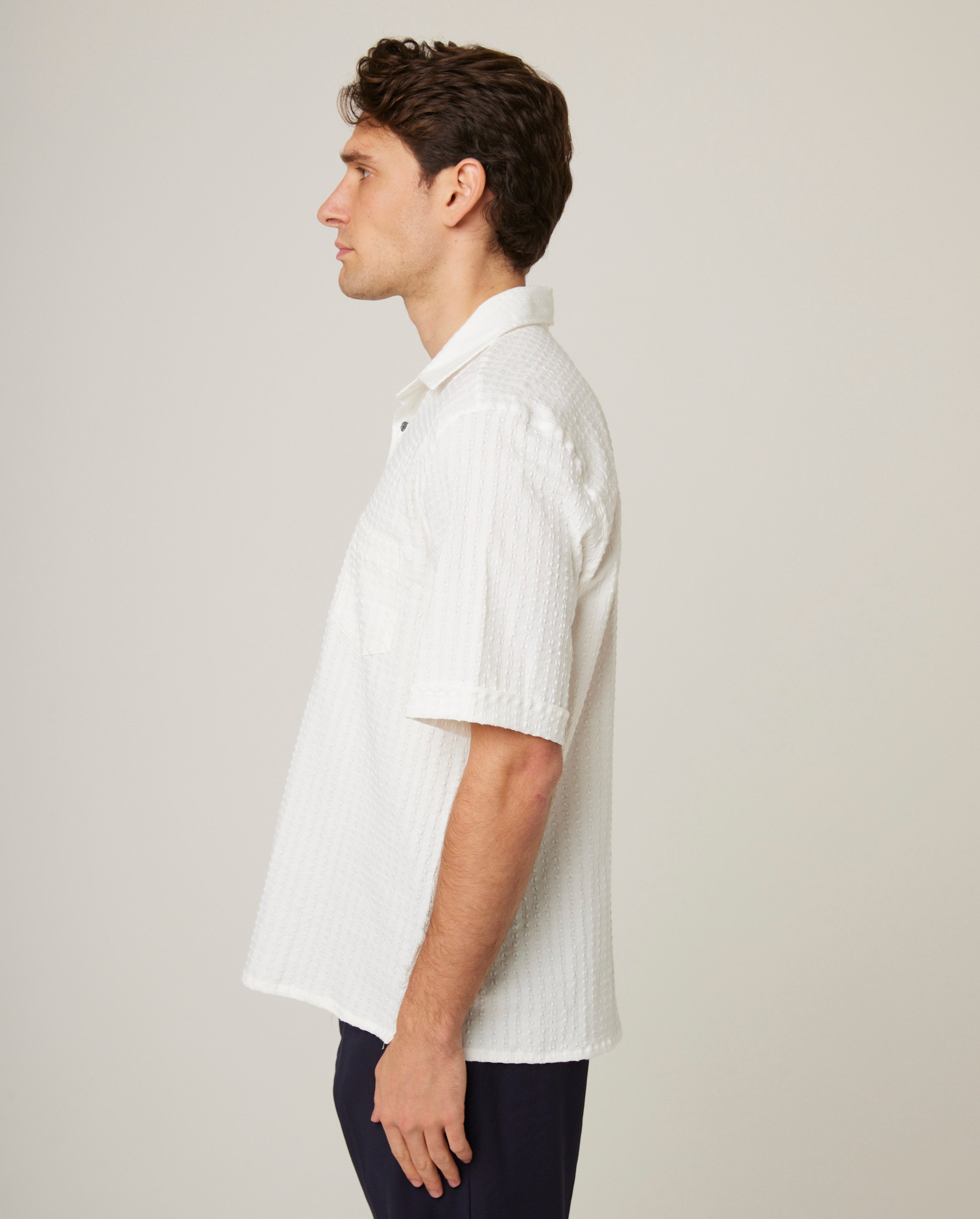 Image of model wearing Cabin Shirt. 