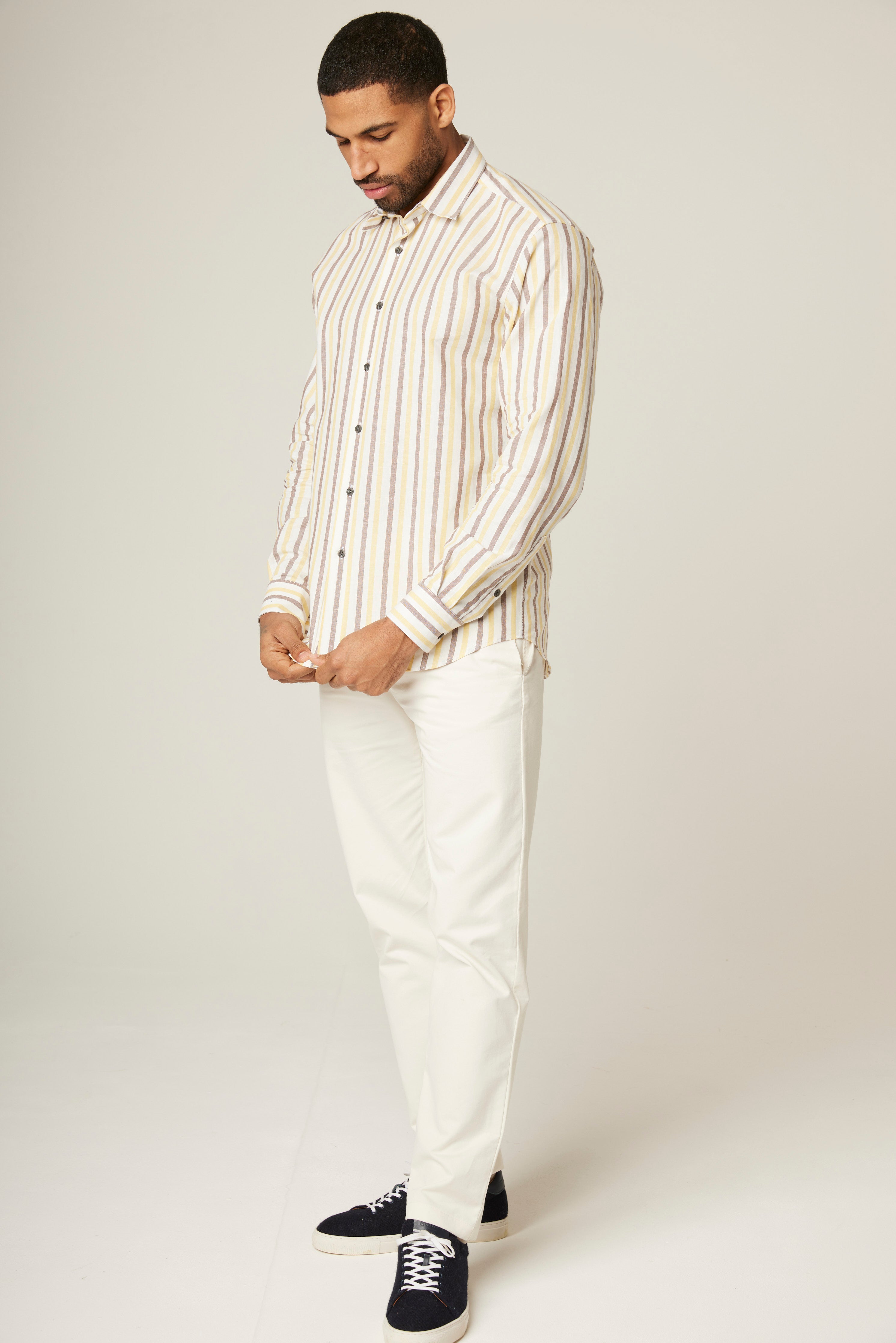 Image of model wearing Linen Shirt . 