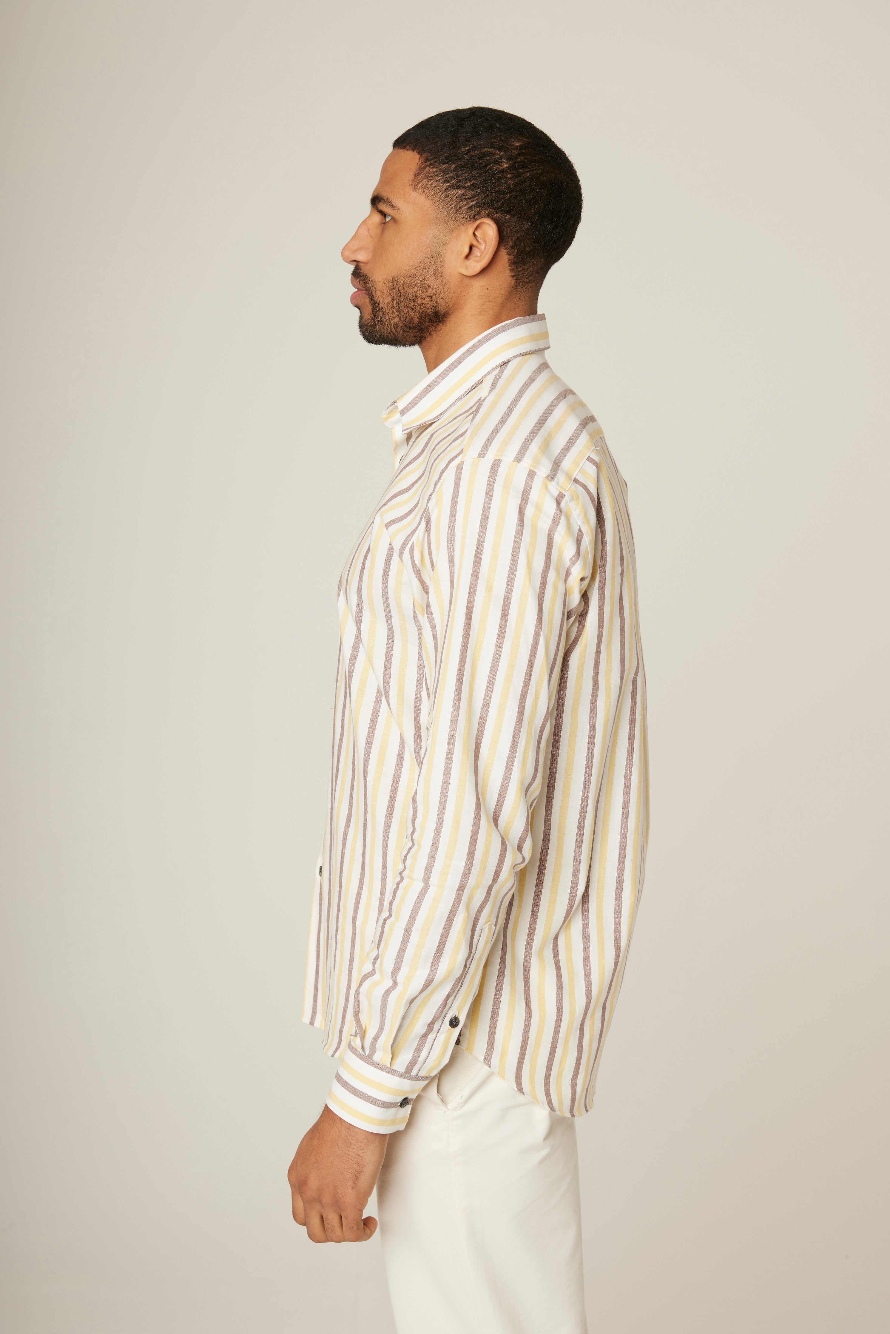Image of model wearing Linen Shirt . 