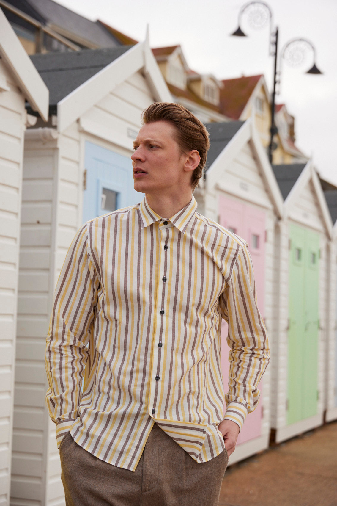 Image of model wearing Linen Shirt . 