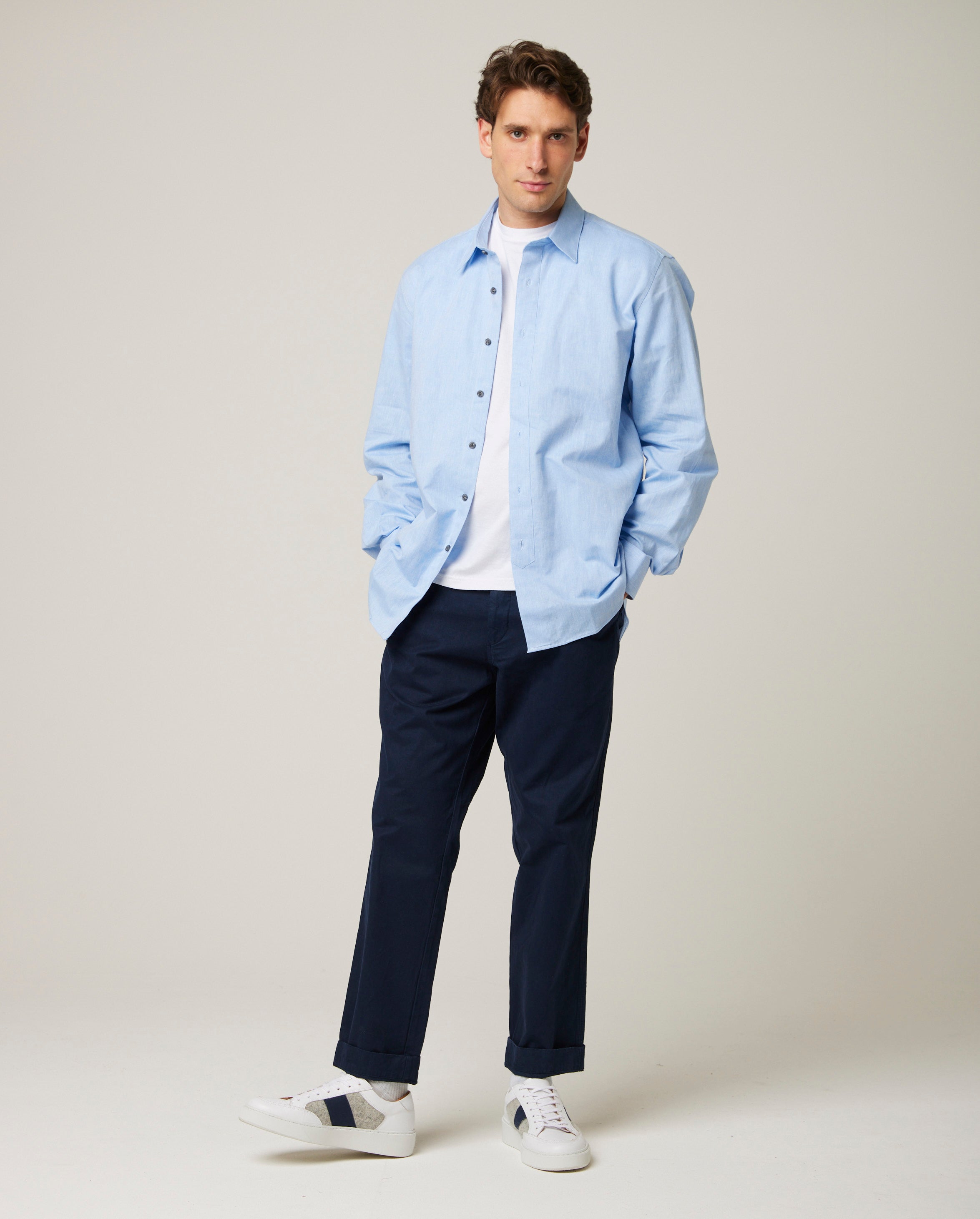 Image of model wearing Linen Shirt . 