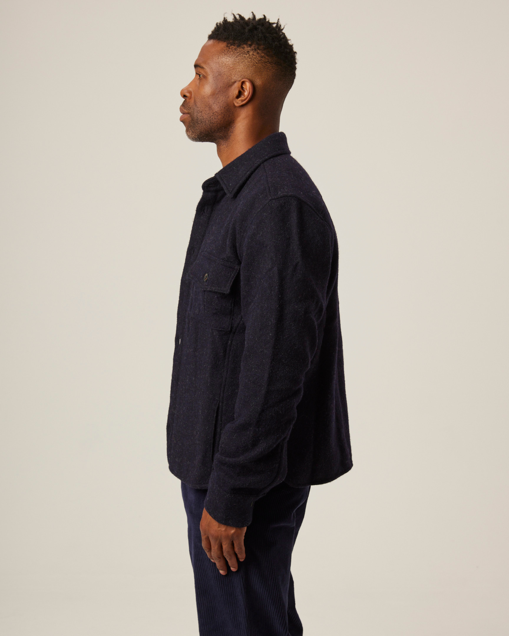 Image of model wearing Dexter Overshirt. 