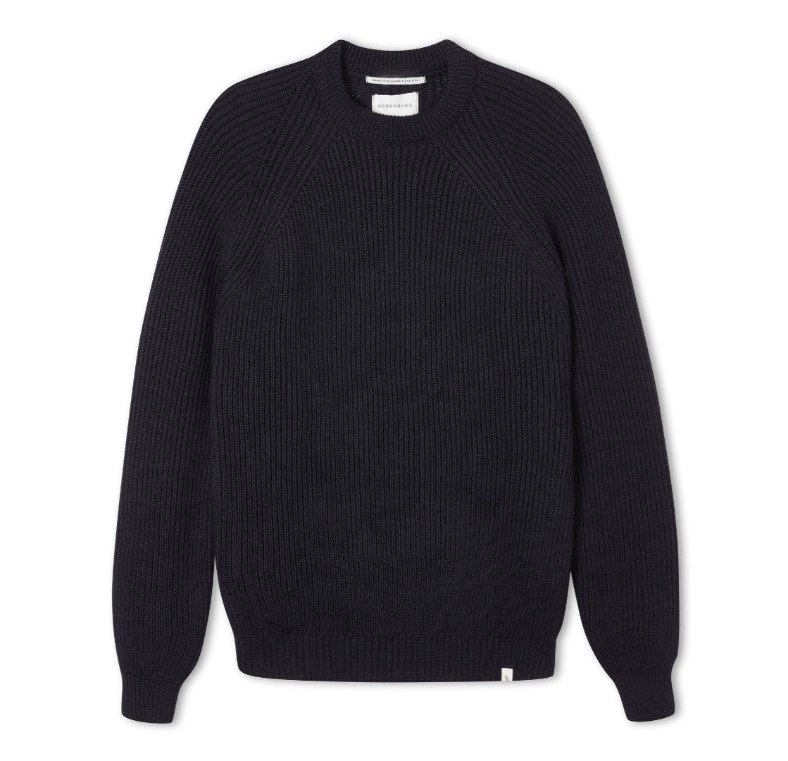 Image of model wearing Ford Crew Jumper. Model is 6ft, chest size 36in and wearing size Large