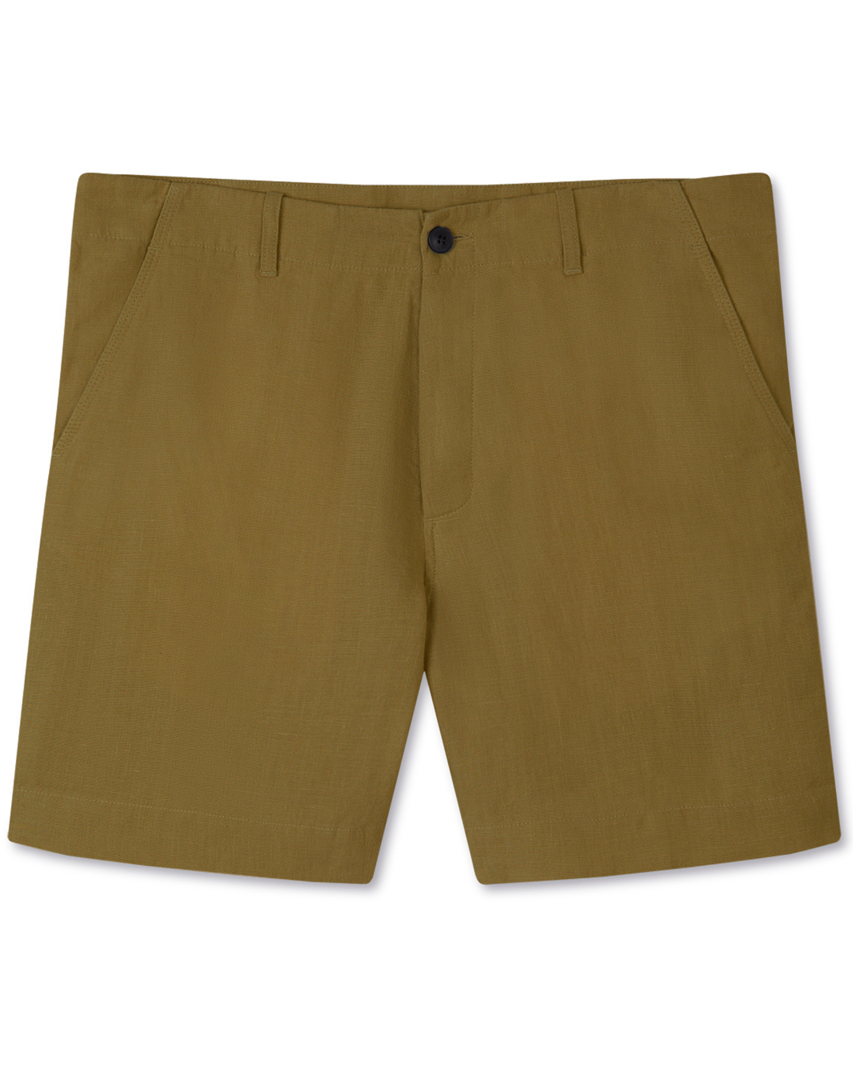 Image of model wearing Grange Linen Shorts. 