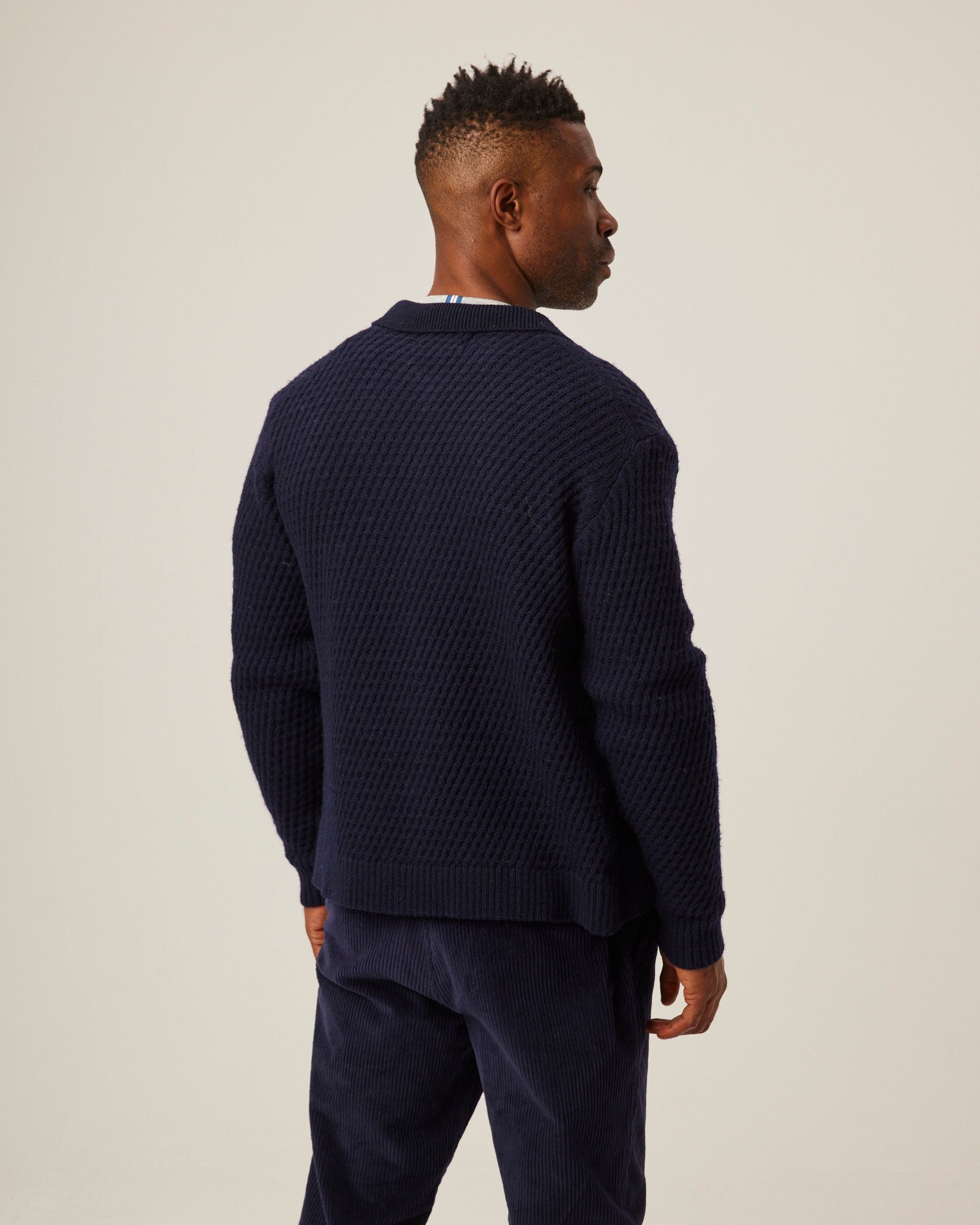 Image of model wearing Hampton Cardigan. 