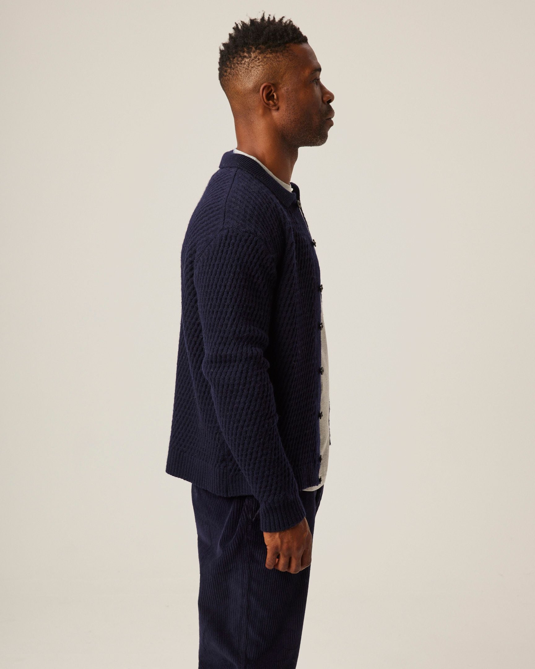 Image of model wearing Hampton Cardigan. 