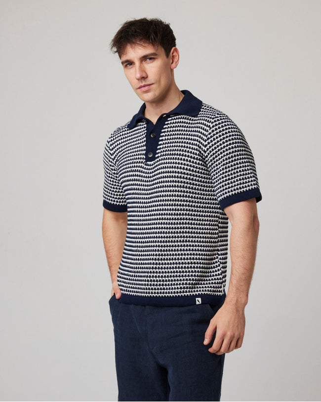 Island Crochet Button Polo Shirt