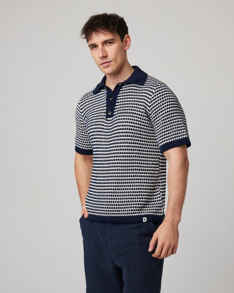 Island Crochet Button Polo Shirt