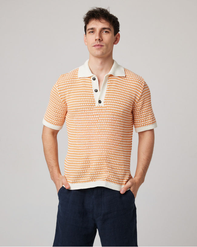 Island Crochet Button Polo Shirt