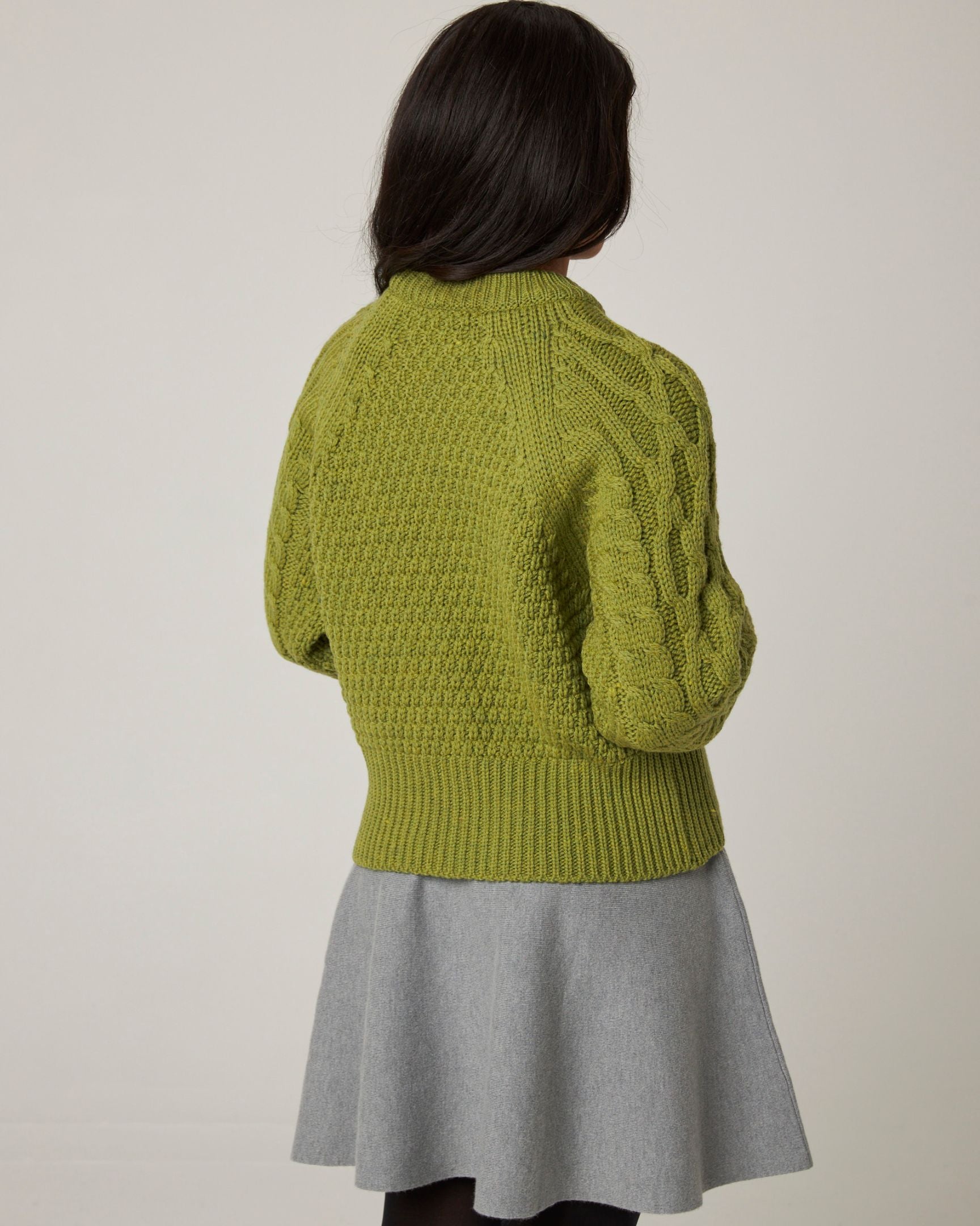 Image of model wearing Isobel Aran Jumper. 