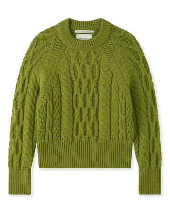 Image of model wearing Isobel Aran Jumper. 