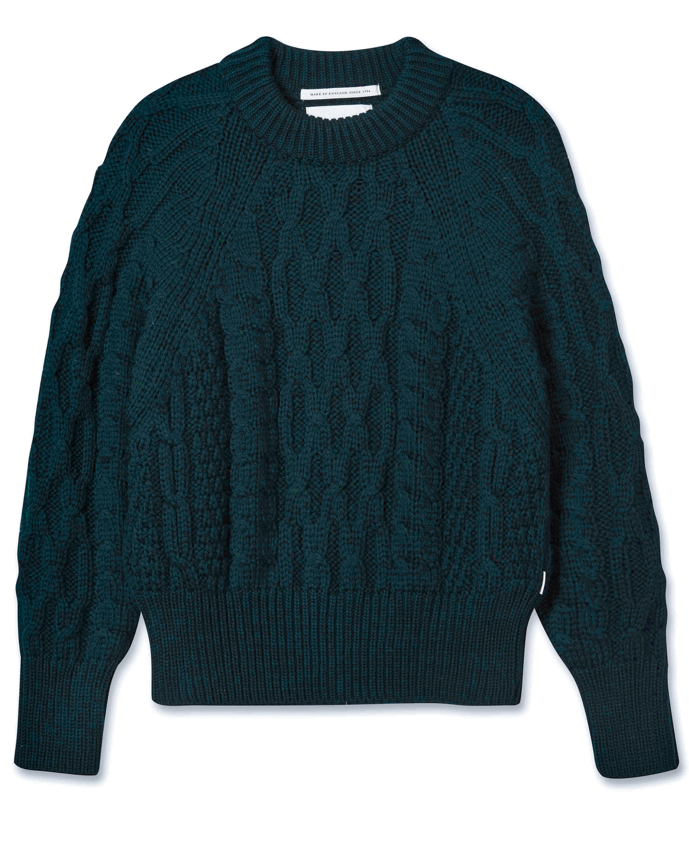 Image of model wearing Isobel Aran Jumper. Model is 5ft8, size UK 8 and wearing size Medium