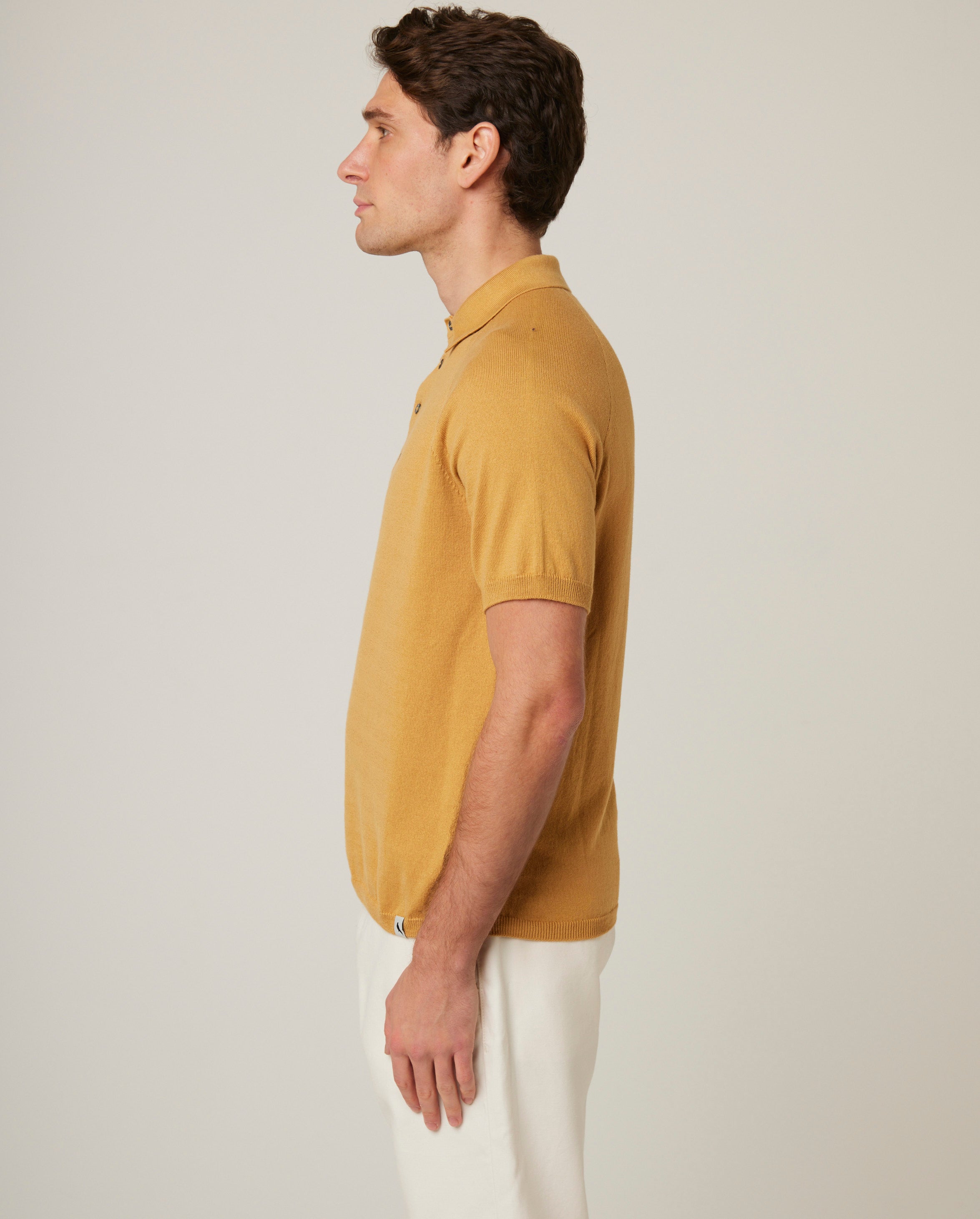 Image of model wearing Jones Polo Shirt 2.0. 