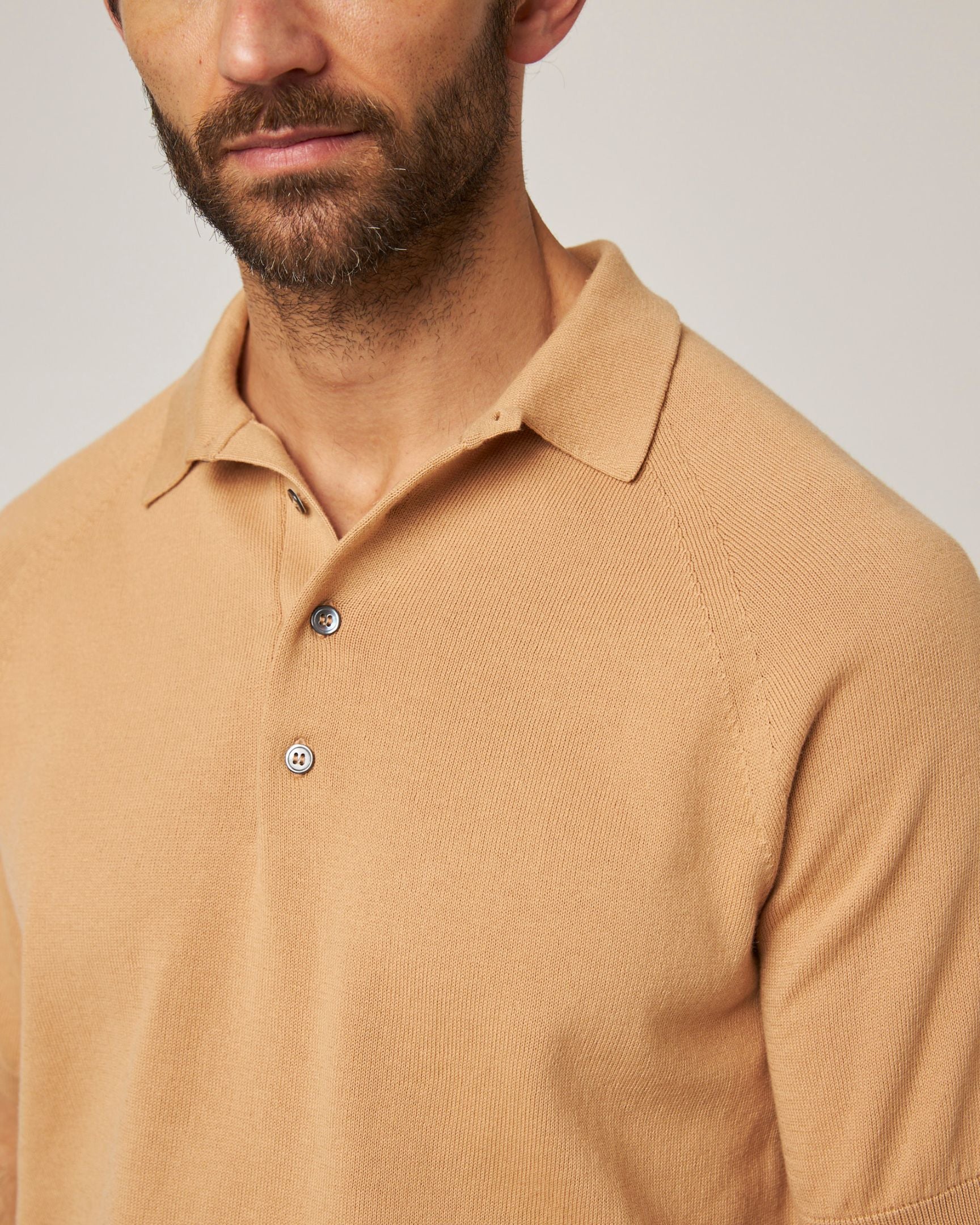 Image of model wearing Jones Polo Shirt 2.0. 
