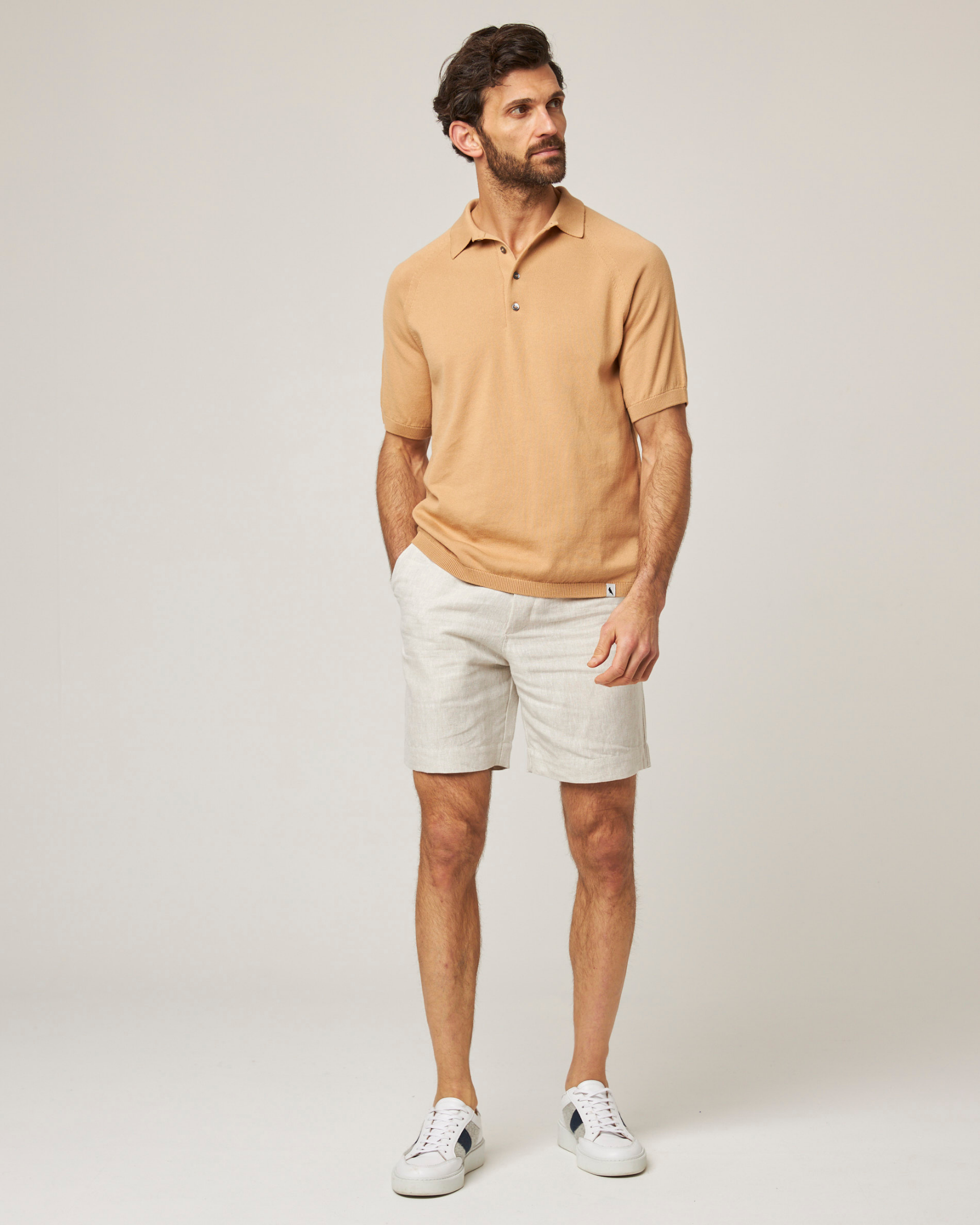 Image of model wearing Jones Polo Shirt 2.0. 