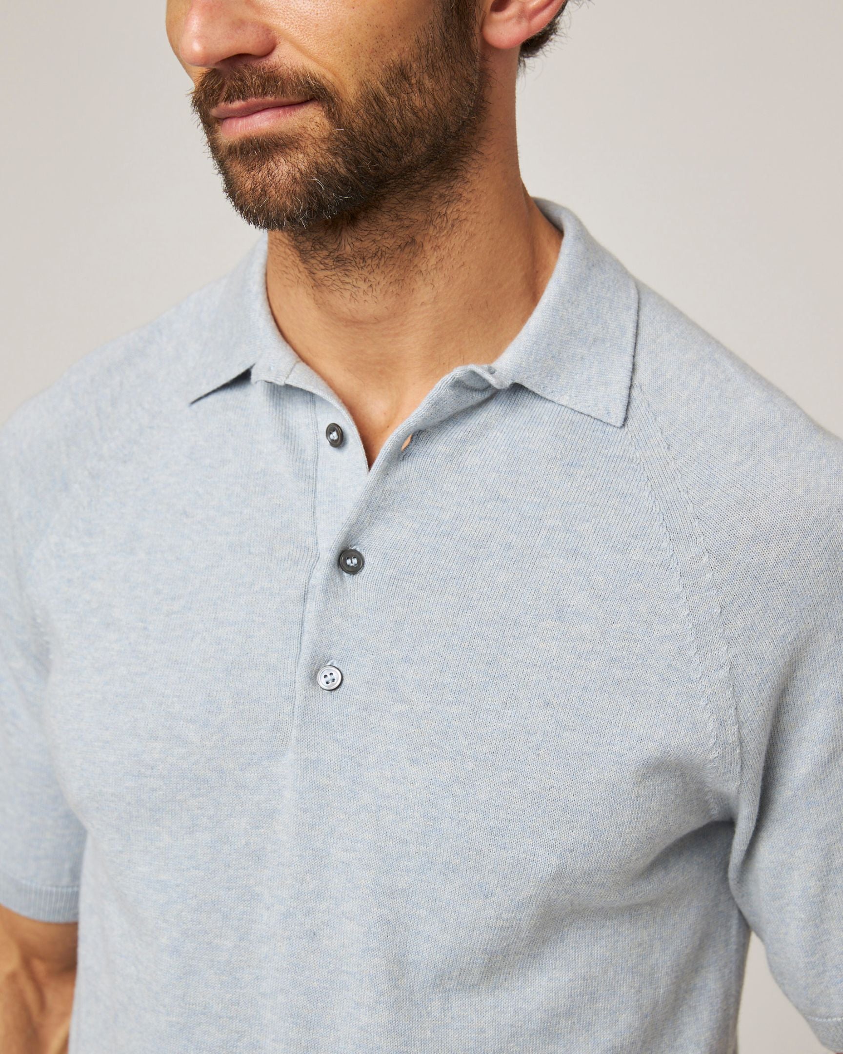 Image of model wearing Jones Polo Shirt 2.0. 