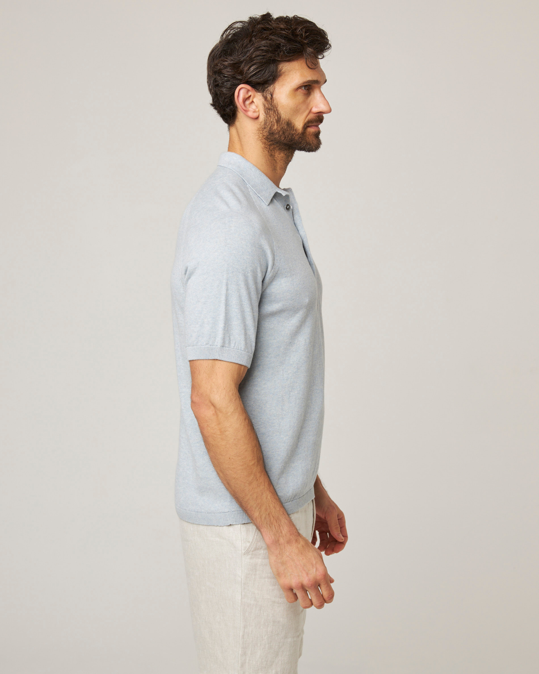 Image of model wearing Jones Polo Shirt 2.0. 