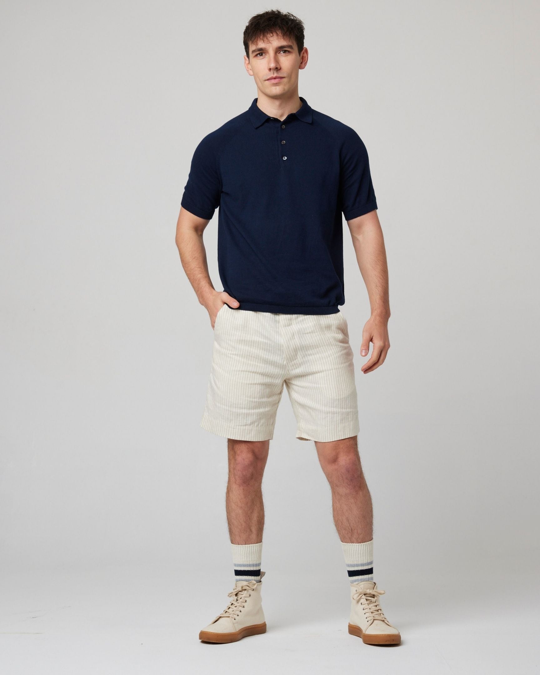 Image of model wearing Jones Polo Shirt 2.0. 