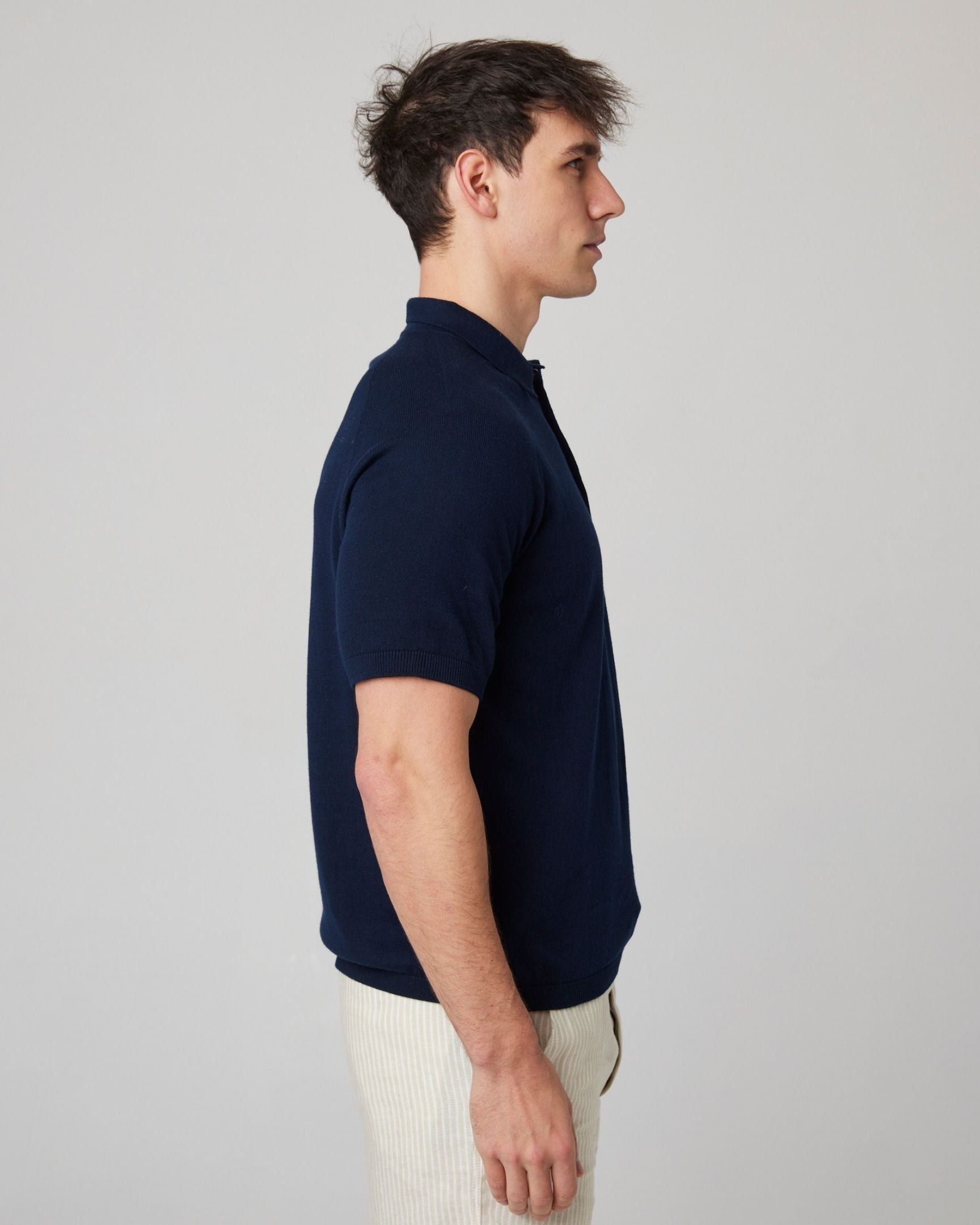 Image of model wearing Jones Polo Shirt 2.0. 