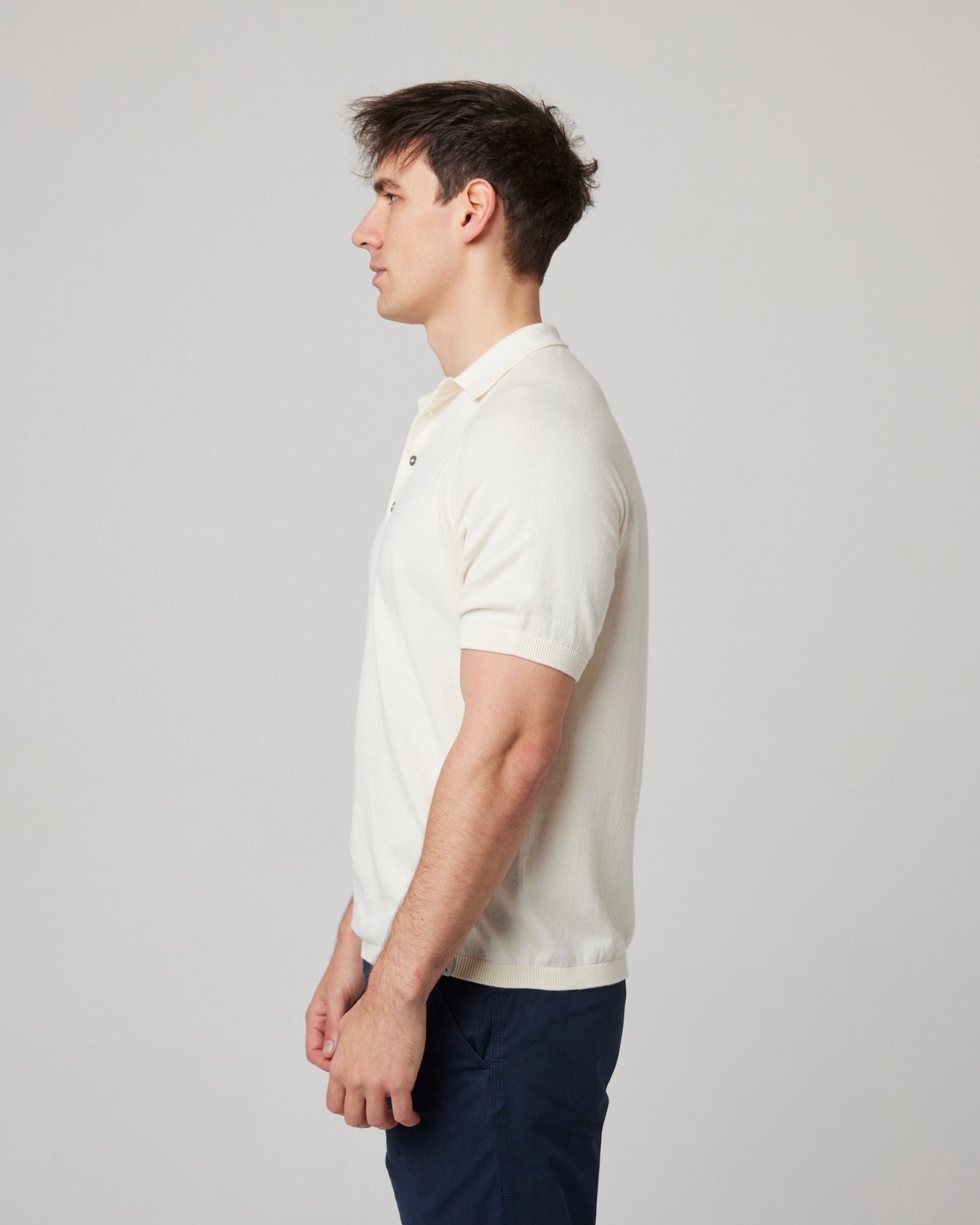 Image of model wearing Jones Polo Shirt 2.0. 