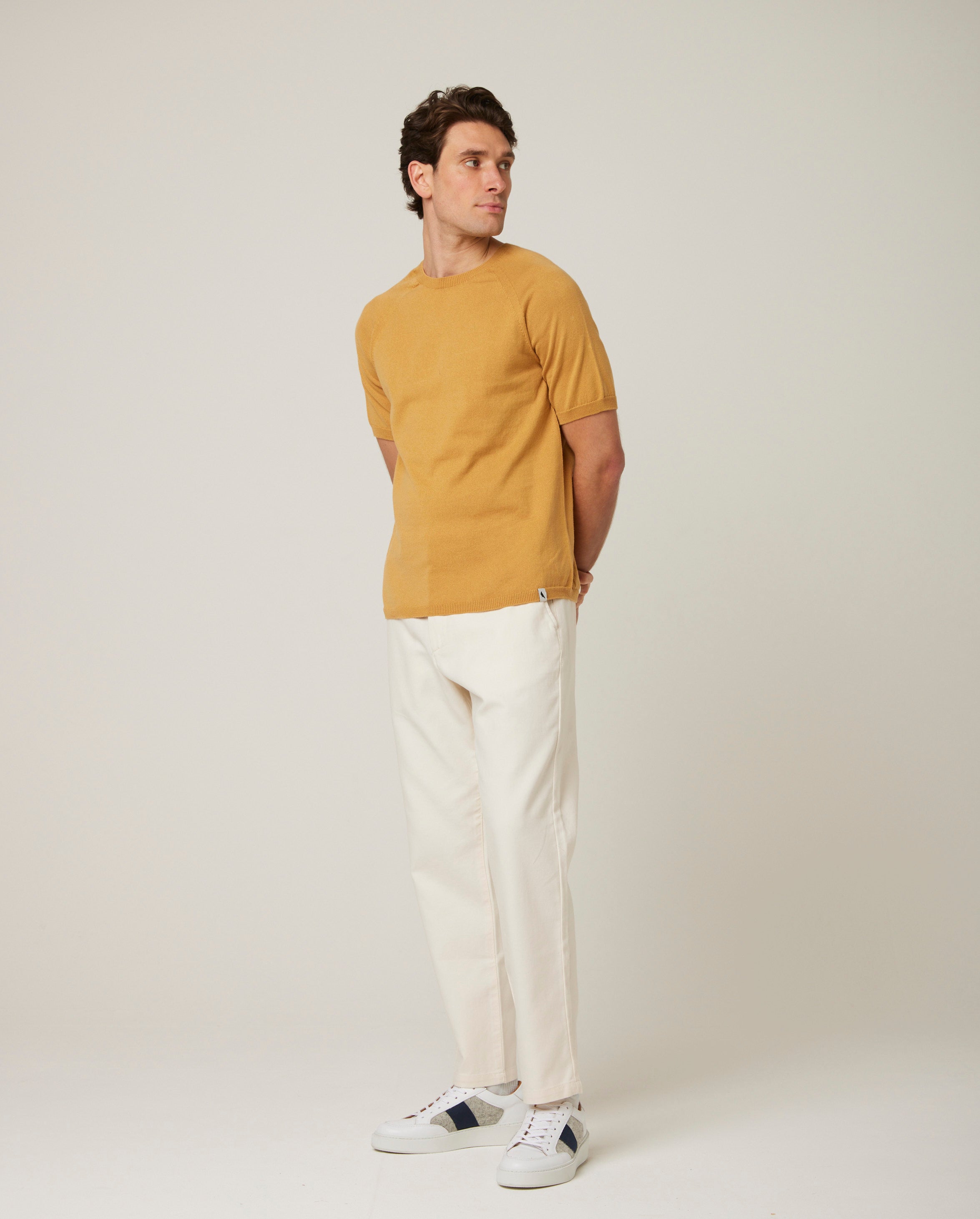 Image of model wearing Knitted Cotton T-shirt. 