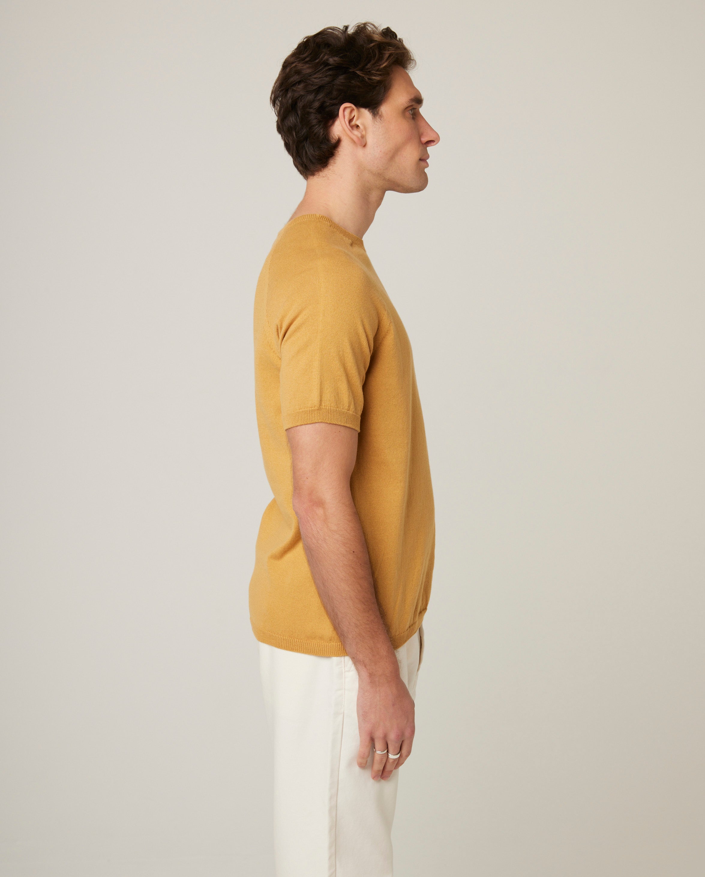 Image of model wearing Knitted Cotton T-shirt. 